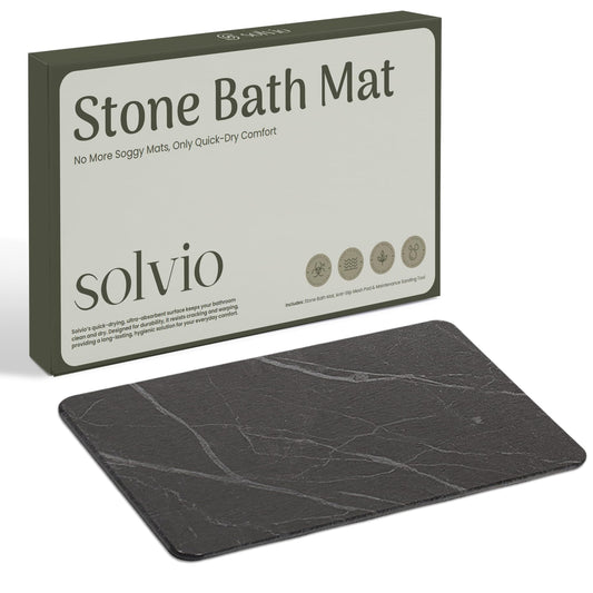 SOLVIO Quick Dry Shower Stone Bath Mat, Super Absorbent & Non-Slip 24 x 16 Inch Diatomaceous Earth Mat, Durable & Easy to Clean Diatomite Bath Mat for Bathroom Floor/Kitchen (Marble)