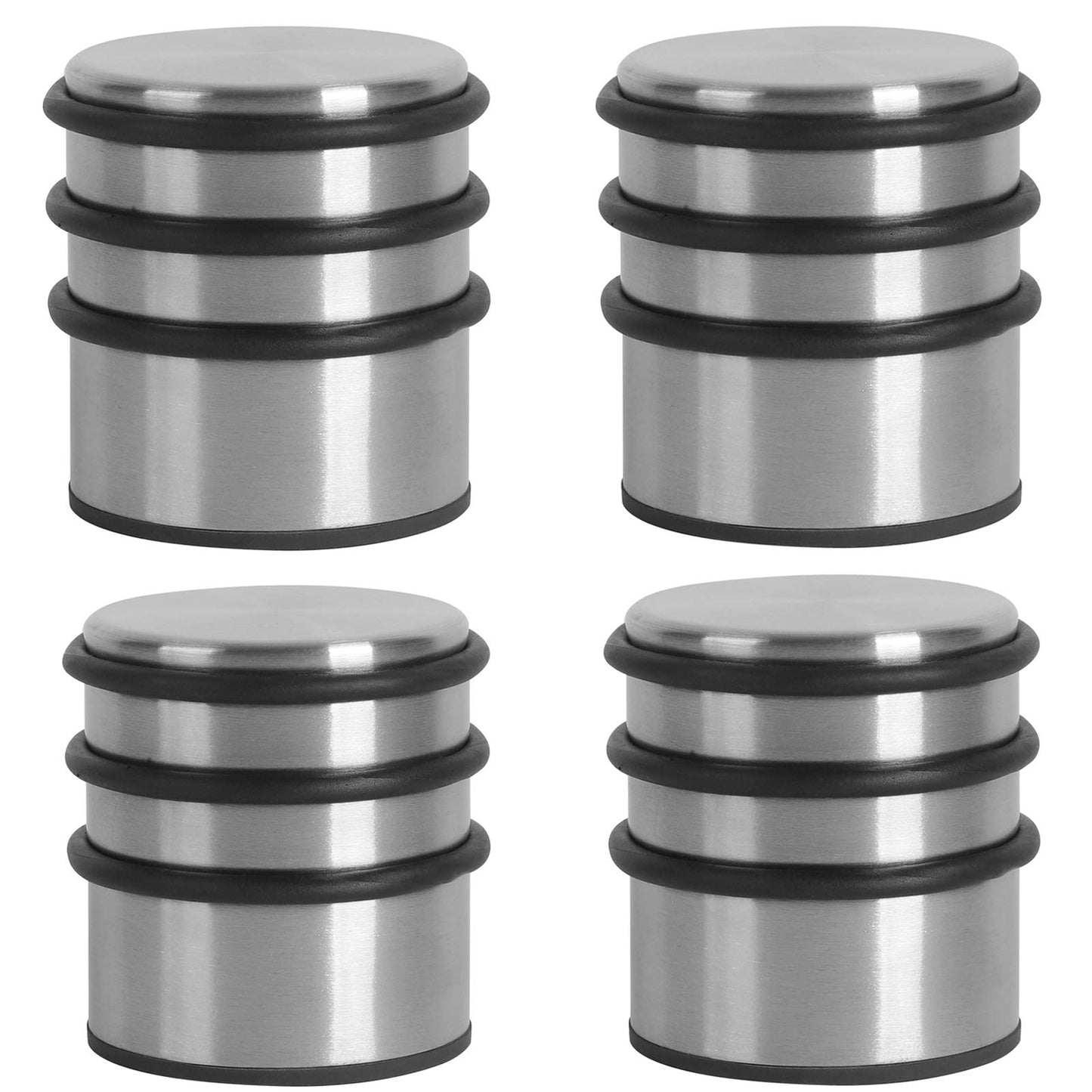 KINJOEK 4 Packs Heavy Duty Door Stopper, Solid Steel Door Stop No Need to Drill, Surrounded with Protective Rubber Bands Anti-Slip Door Wedge for Office, Home, Garage, Laundry Door