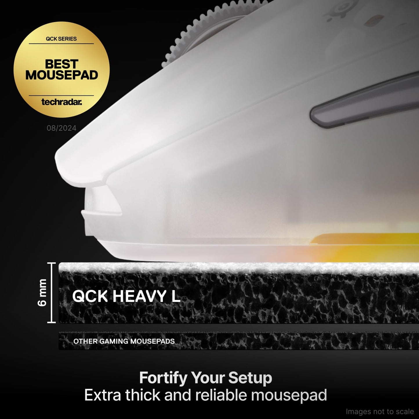 SteelSeries QcK Heavy Gaming Mousepad — Thicker, Non-Slip Silicone Rubber Base, Peak Tracking, Optimized for Gaming FPS, MOBAs, RTS, MMO — Large Size 450 mm x 400 mm x 6 mm — White