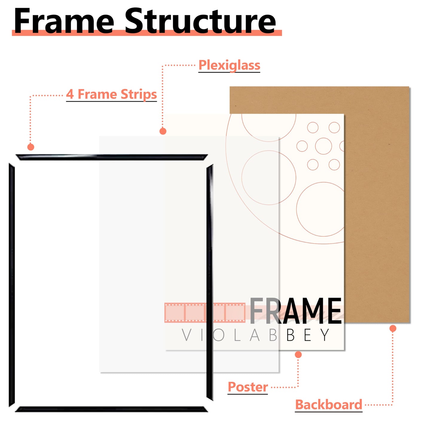 VIOLABBEY 18x24 Frame Set of 5, 18 x 24 Black Poster Frames for Wall Mounting Vertically or Horizontally, Gallery Wall Picture Frame