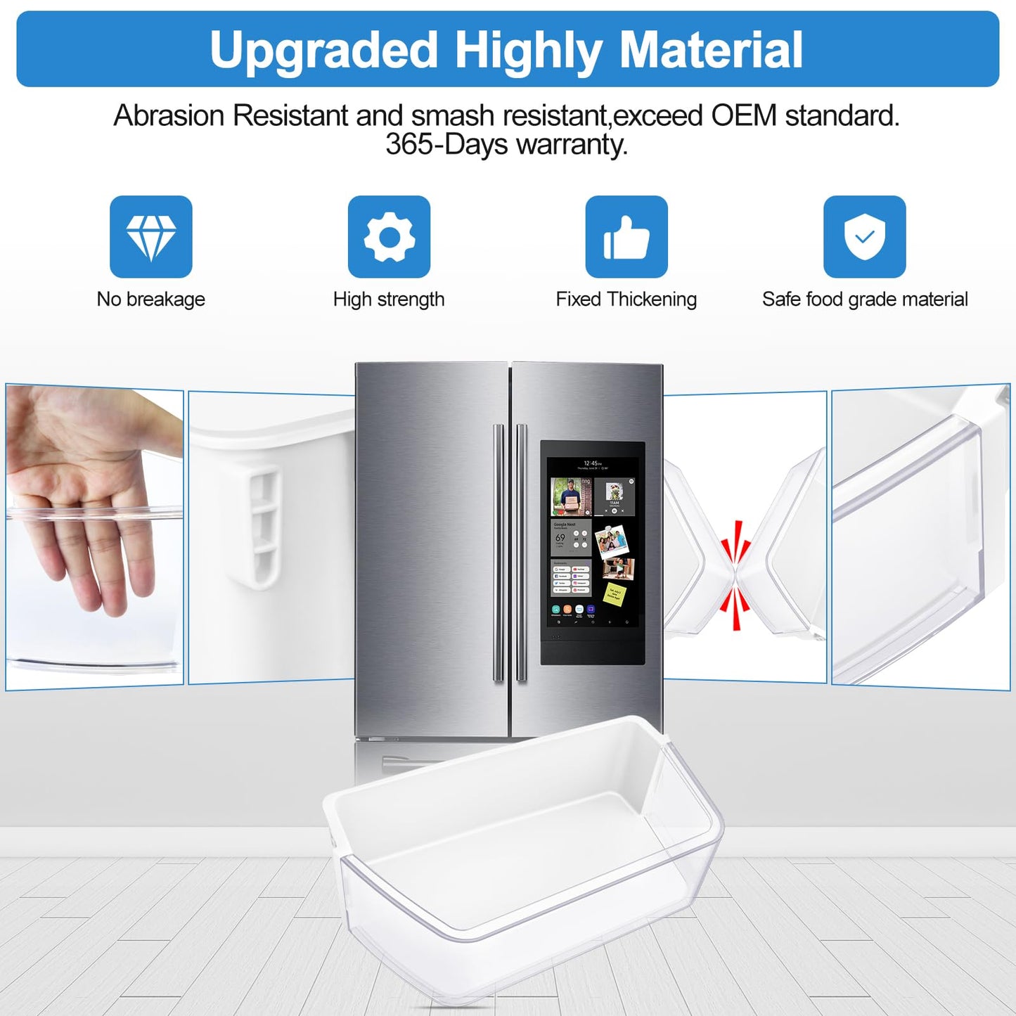 UPGRADED DA97-17255A Refrigerator Door Bin Compatible with Samsung Refrigerator Door Shelf Replacement,Right Fridge Door Shelf Parts AP6784023, RF265BEAESG/AA, RF265BEAESR/AA, RF262BEAESR Door Shelves