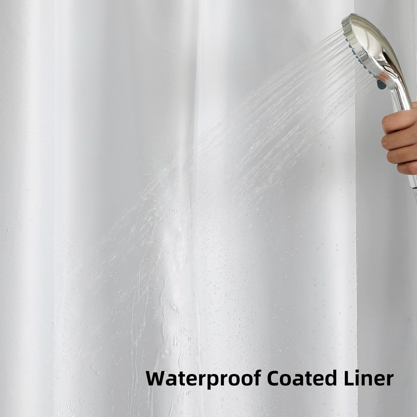 No Hook Shower Curtain with Snap in Fabric Liner, Waffle Weave Heavy Duty Thick Shower Curtains with Mesh Top Window, Hotel Style Waterproof Bathroom Curtain Set, 72 x 75 Inch, Moonlight Blue