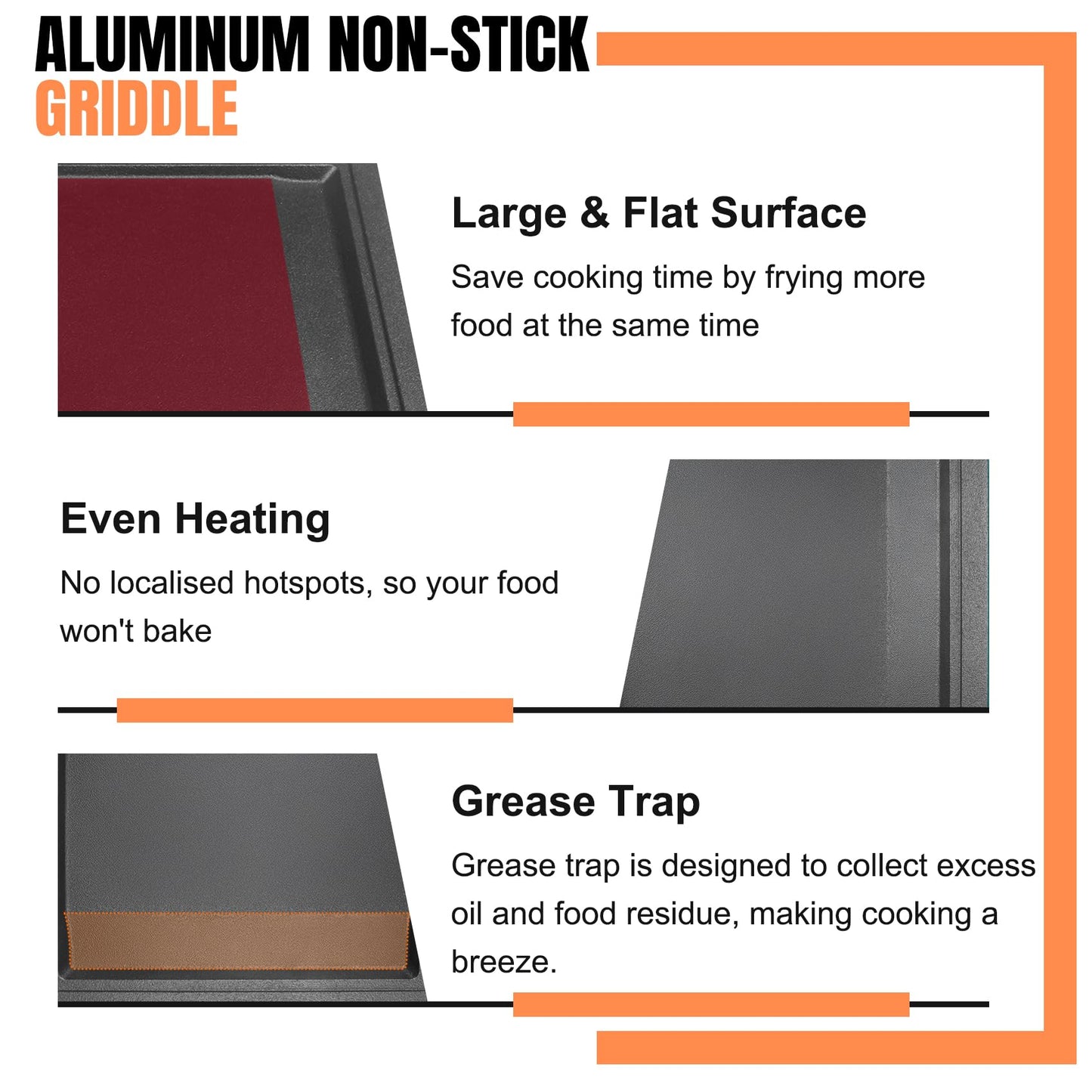Upgraded WB31X24738 Non-stick Griddle Replacement for GE Appliance Stove Cooktop, Nitriding Process, 19.5"×9" Extra-Large Integrated Aluminum Griddle Plate for GE Gas Stove Top Center