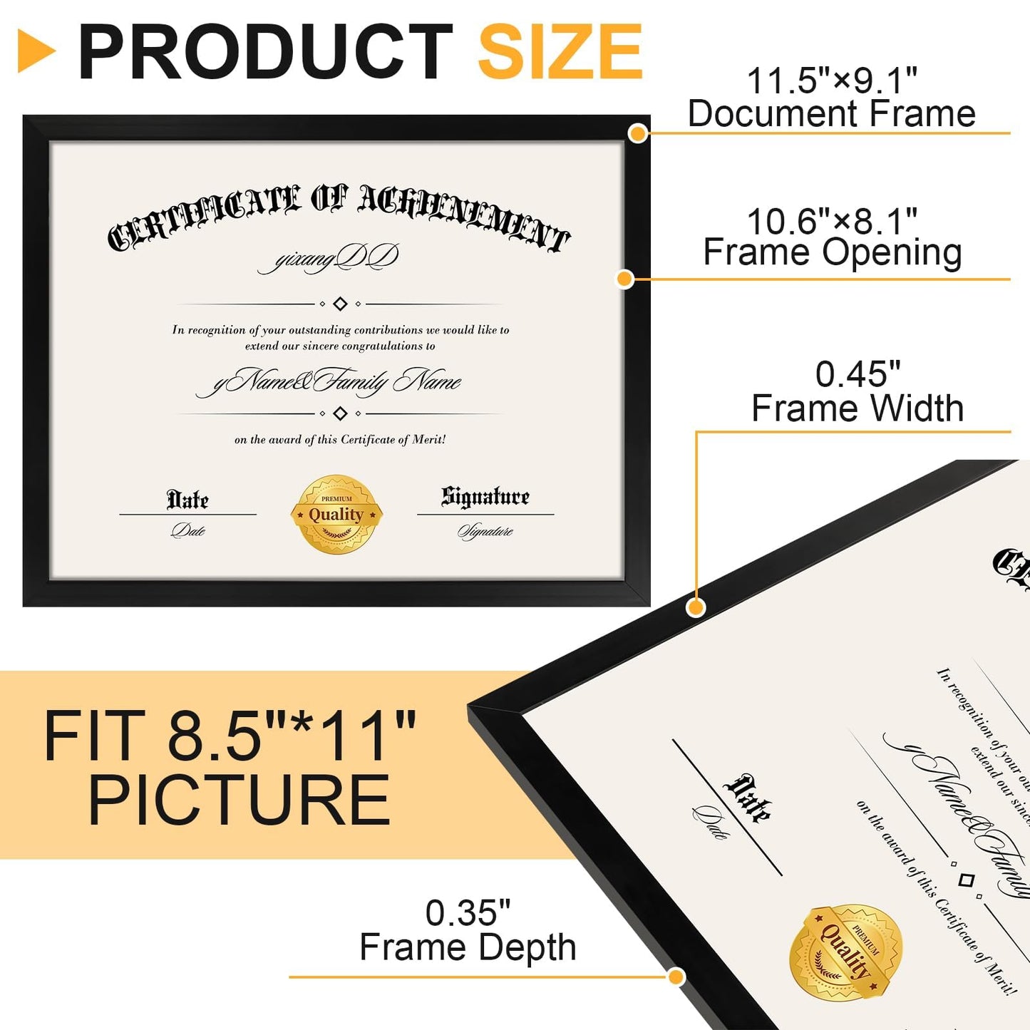 YixangDD 12 Pack Certificate Frames 8.5 x 11, College Diploma Frame with Clear Plexiglass, Black Degree Document Frame for Wall and Tabletop Display