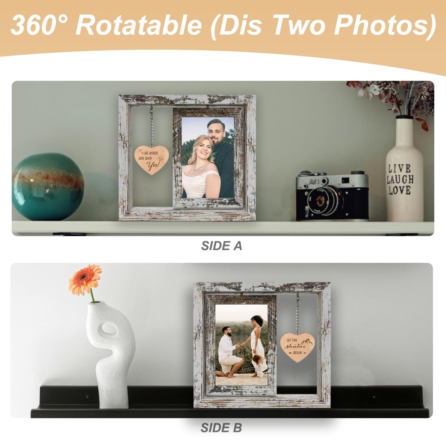soruney Let the Adventure Begin - He Asked She Said Yes Picture Frame Engagement Gifts for Couples Newly Engaged Gifts Fiance Women Her (Dis Two 6x4)