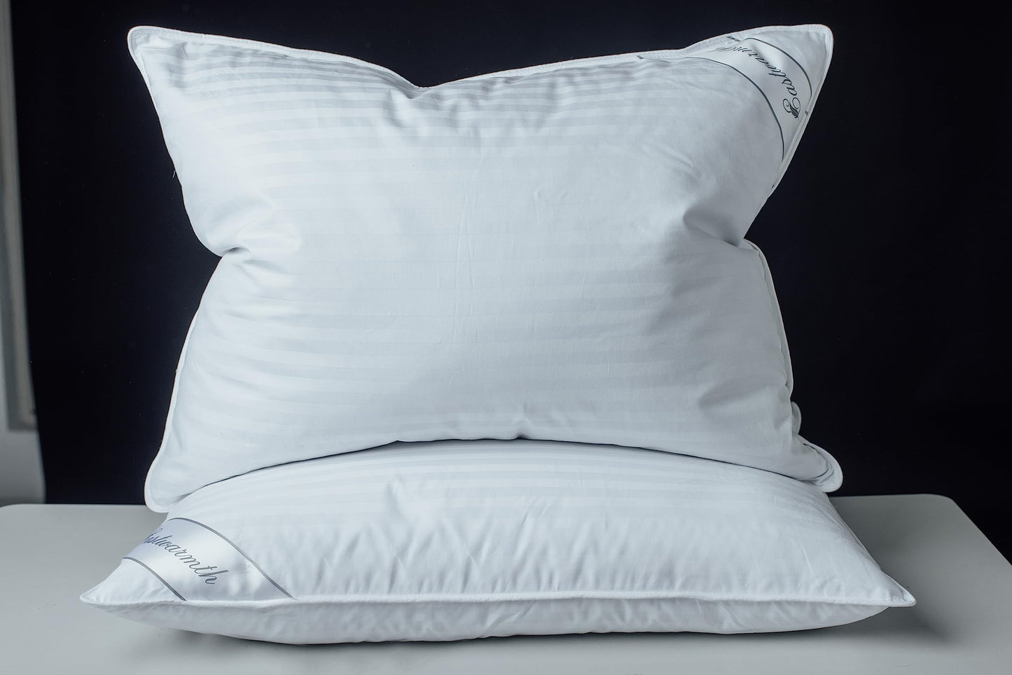 Eastwarmth Goose Down Feather Soft Pillows One Pillow 100% Cotton Supportive Bed Pillow Stripe White Color Standard Size 20x26 inch