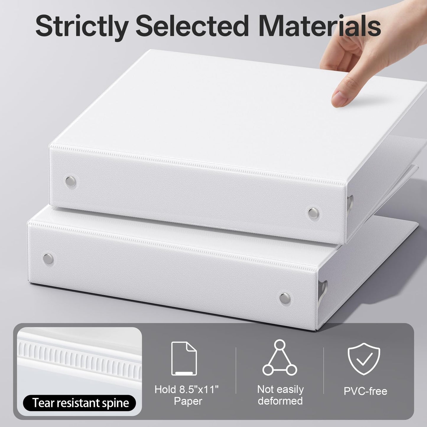 GNL 1.5 Inch 3 Ring Binders Economy 10 Packs White, 1 1/2" Three Ring (Fits 325 Sheets of 8.5x11 Paper) Clear View PVC-Free & Non-Stick for School or Office Supplies