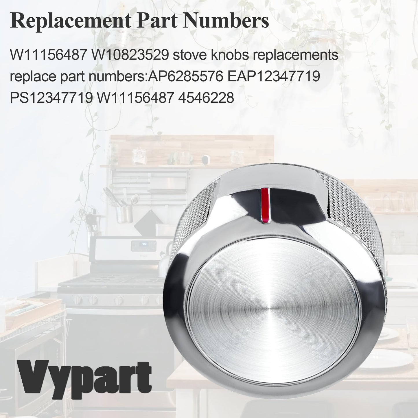 W10823529 Oven Range Control Knob - for Whirlpool KitchenAid Oven Range Stove Knob - Replaces W11156487 AP6285576 EAP12347719 PS12347719 4546228-4 pcs