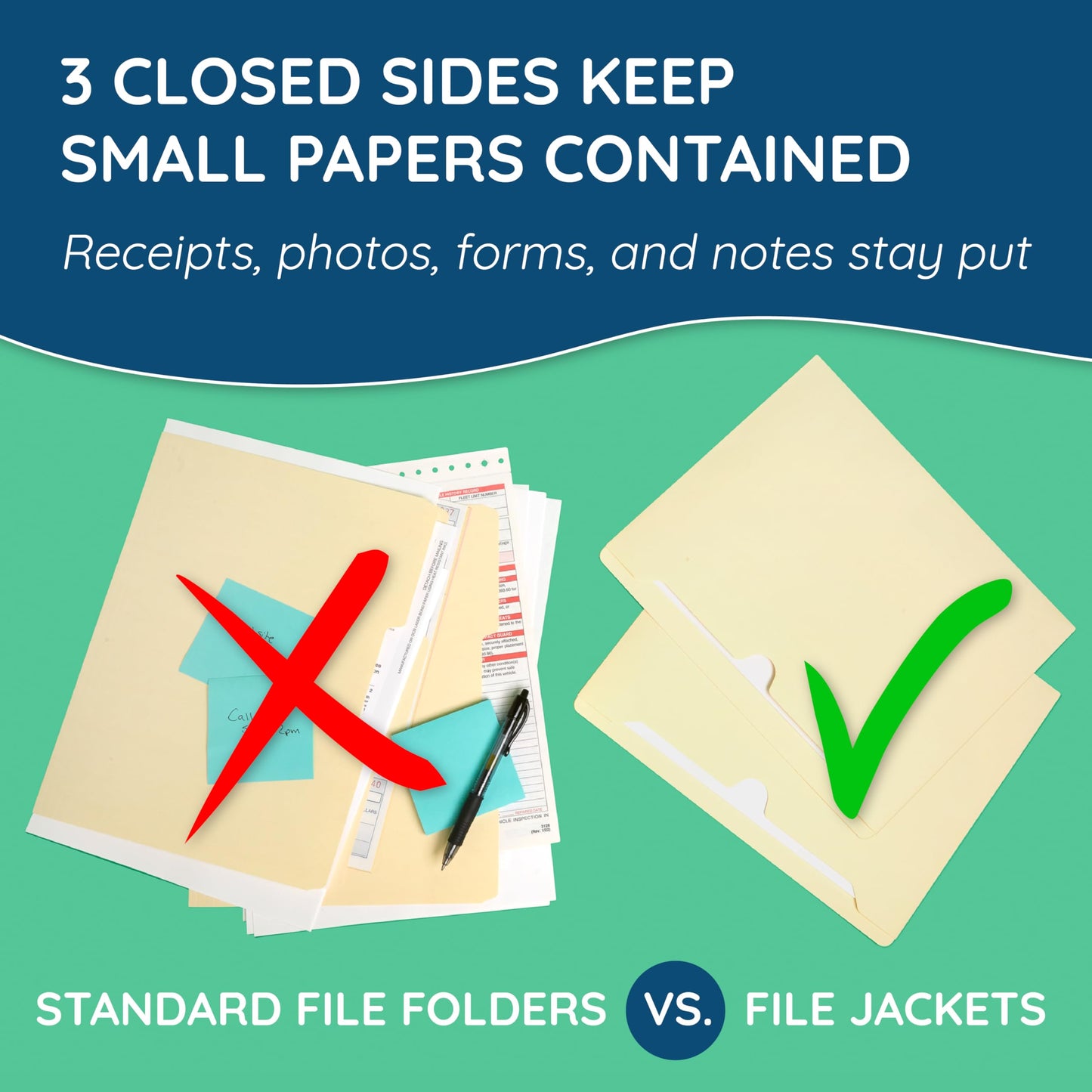 Blue Summit Supplies 2 Inch Manila File Jackets, Reinforced Straight Cut Tab, Heavy Duty 2 Inch Expansion Pocket, Legal Size, 50 Pack