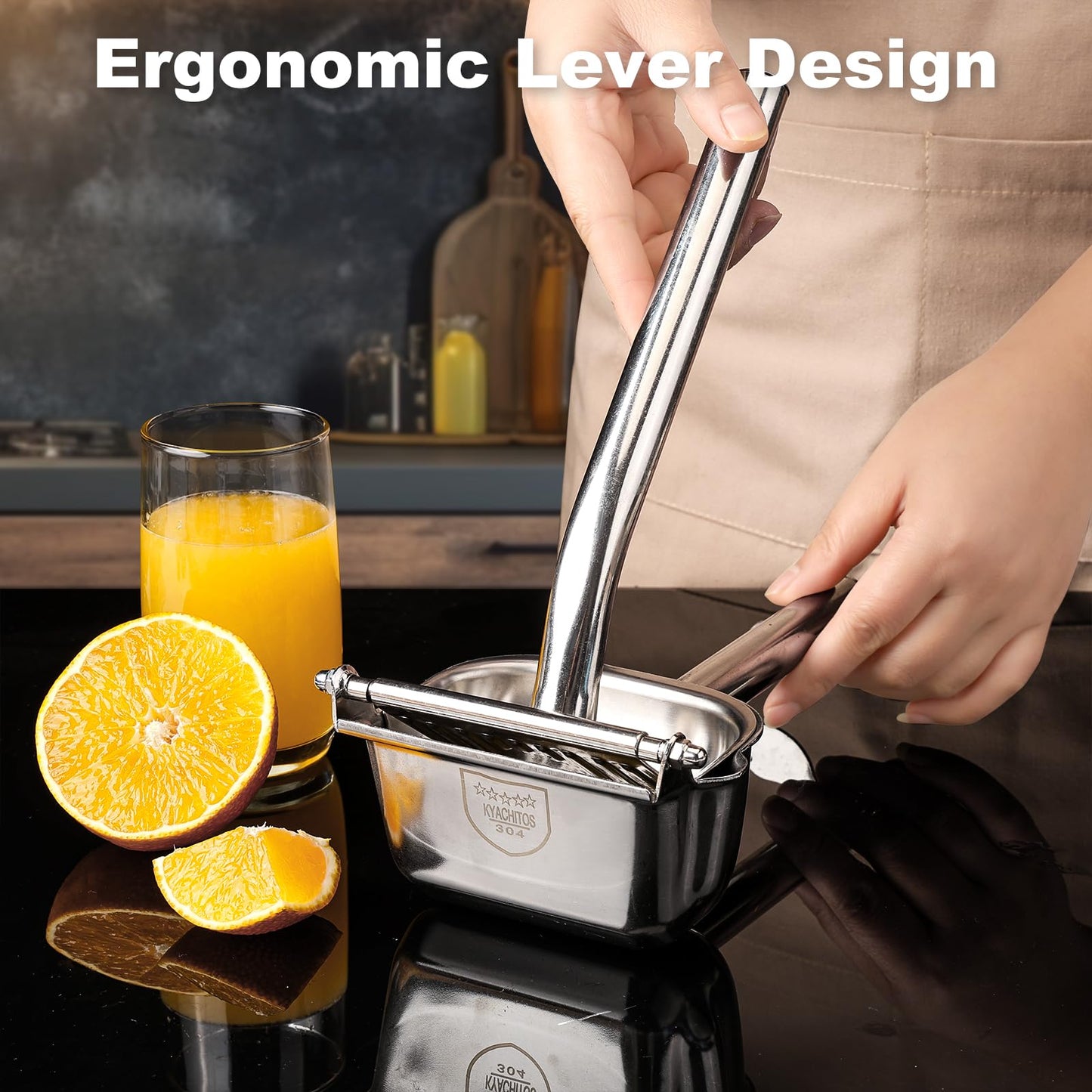 KYACHITOS Large Lemon Squeezer, 304 Stainless Steel Citrus Juicer, Heavy duty Manual Juicer For Citrus, Orange, lemon and Other Fruit