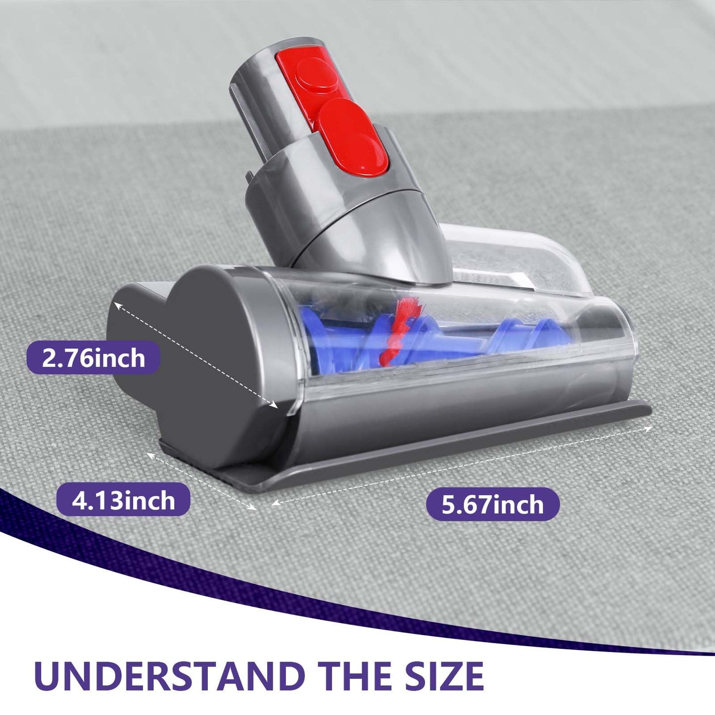 OTTWL Mini Motorized Brush Head Compatible with Dyson V7 V8 V10 V11 V15 Vacuum Cleaners - Pet Hair Removal Vacuum Attachment - Hair Screw Tool for Carpeted Stairs, Couch/Sofa Cushions, Car Carpet