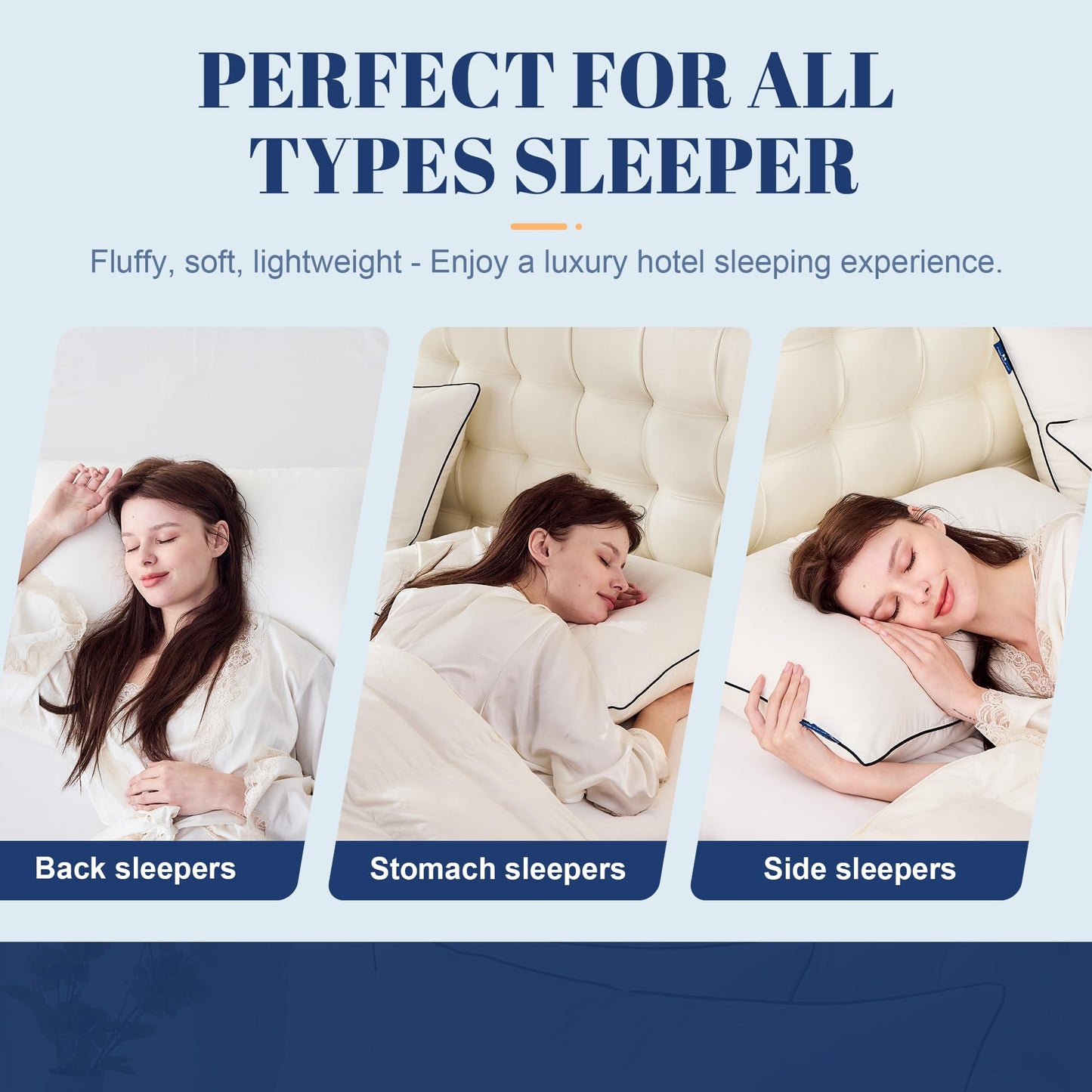 Mosluna Feather Down Pillows Queen Size Set of 2, Luxury Hotel Collection Bed Pillow 2 Pack, Airyfil™ Powered Fillings & Feathers Pillow，Fluffy Plush for Side Sleepers, Medium Firm, 20x30 in.
