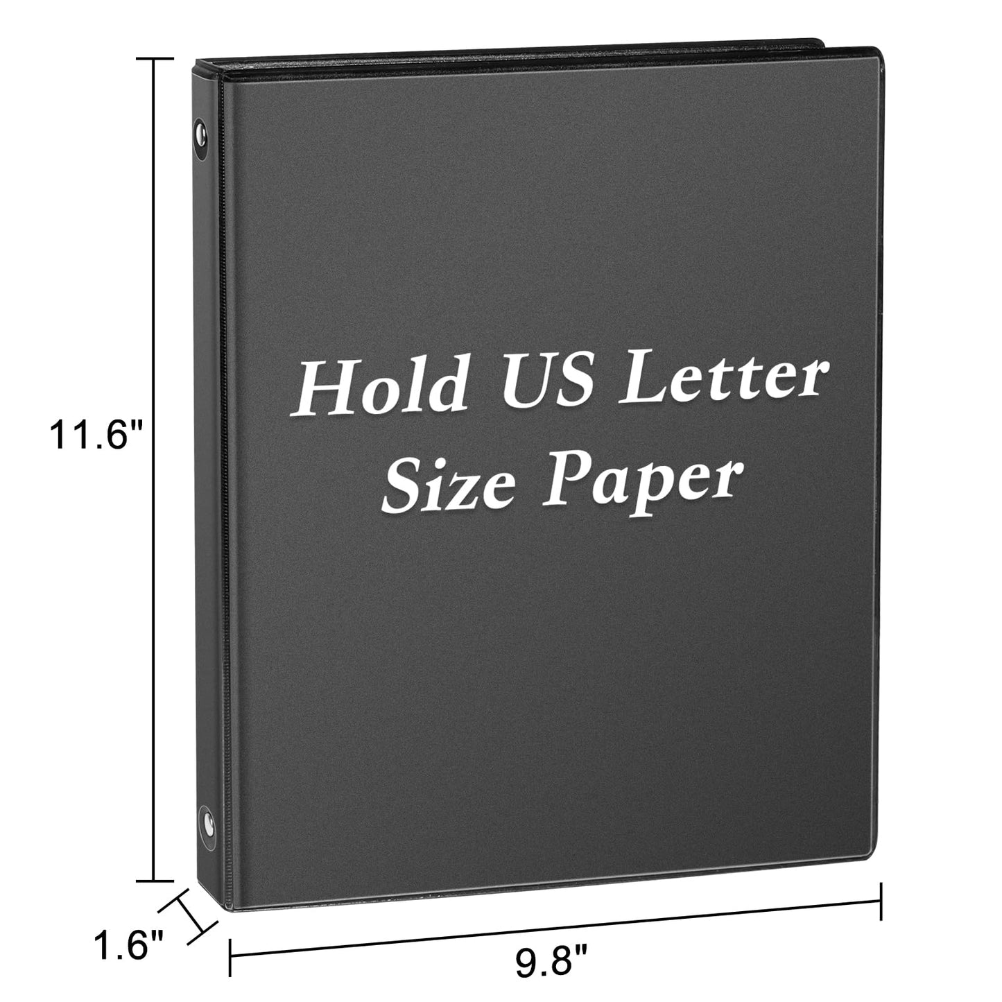 CIXILDTS 1-inch Round Ring Binder, Standard 3 Ring Binder Fit Letter Size Paper, Presentation View Binders, Black,12-Pack
