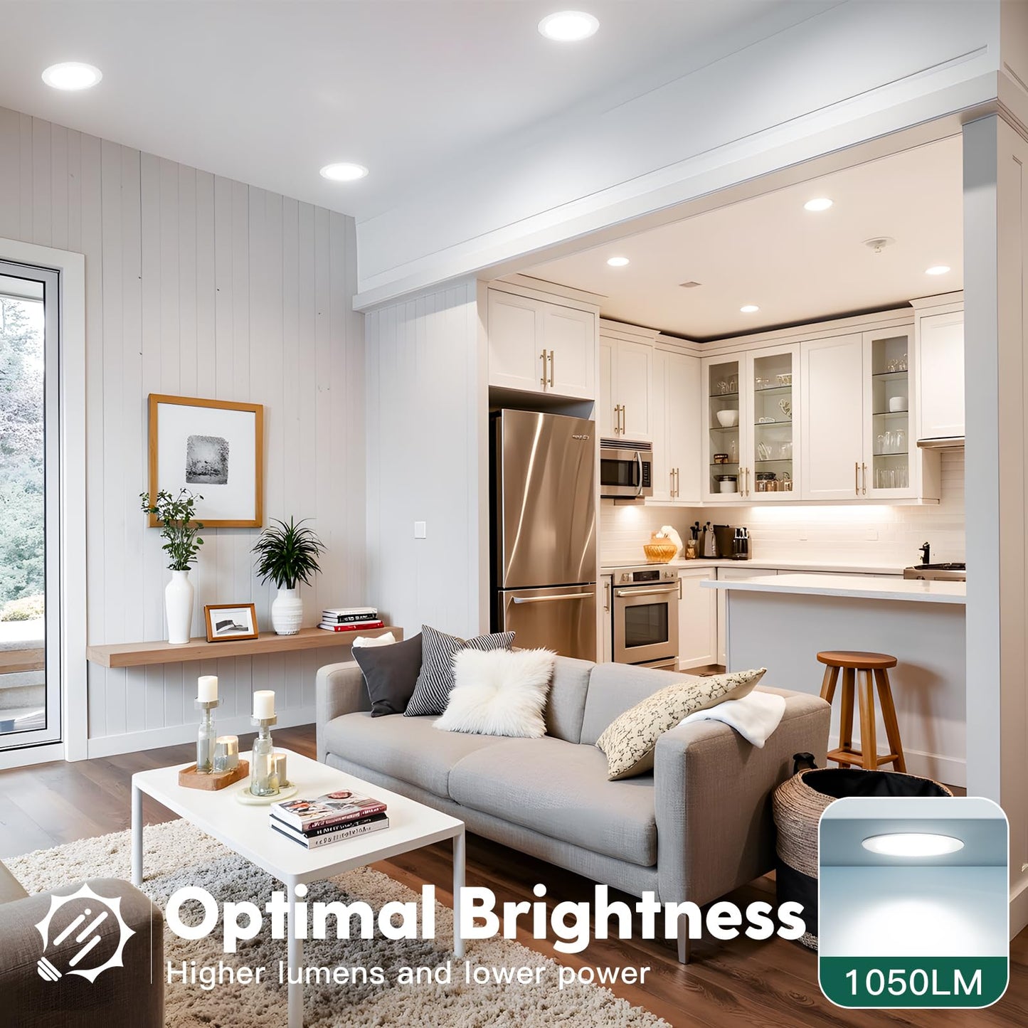 12 Pack 6 Inch 5CCT Ultra-Thin LED Recessed Ceiling Light with Junction Box, 2700K/3000K/3500K/4000K/5000K Selectable, 1050LM Brightness, Dimmable Canless Wafer Downlight, 12WEqv110W, ETL&FCC