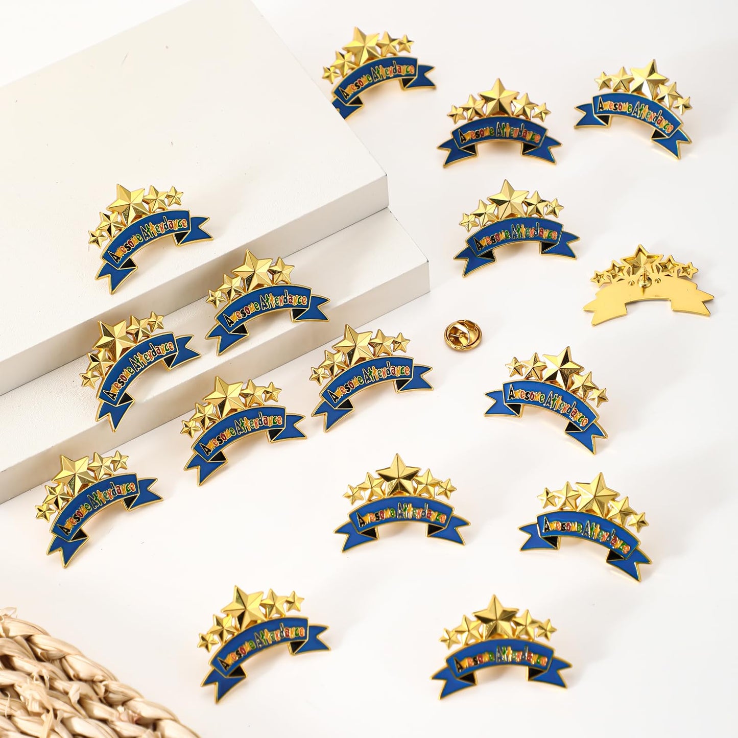 Huquary 150 Pcs Awesome Attendance Awards Perfect Awesome Attendance Star Lapel Pins Related to Attendances Chart Prizes for Classroom, School, Competition, Sports Event, Contests, Office Team
