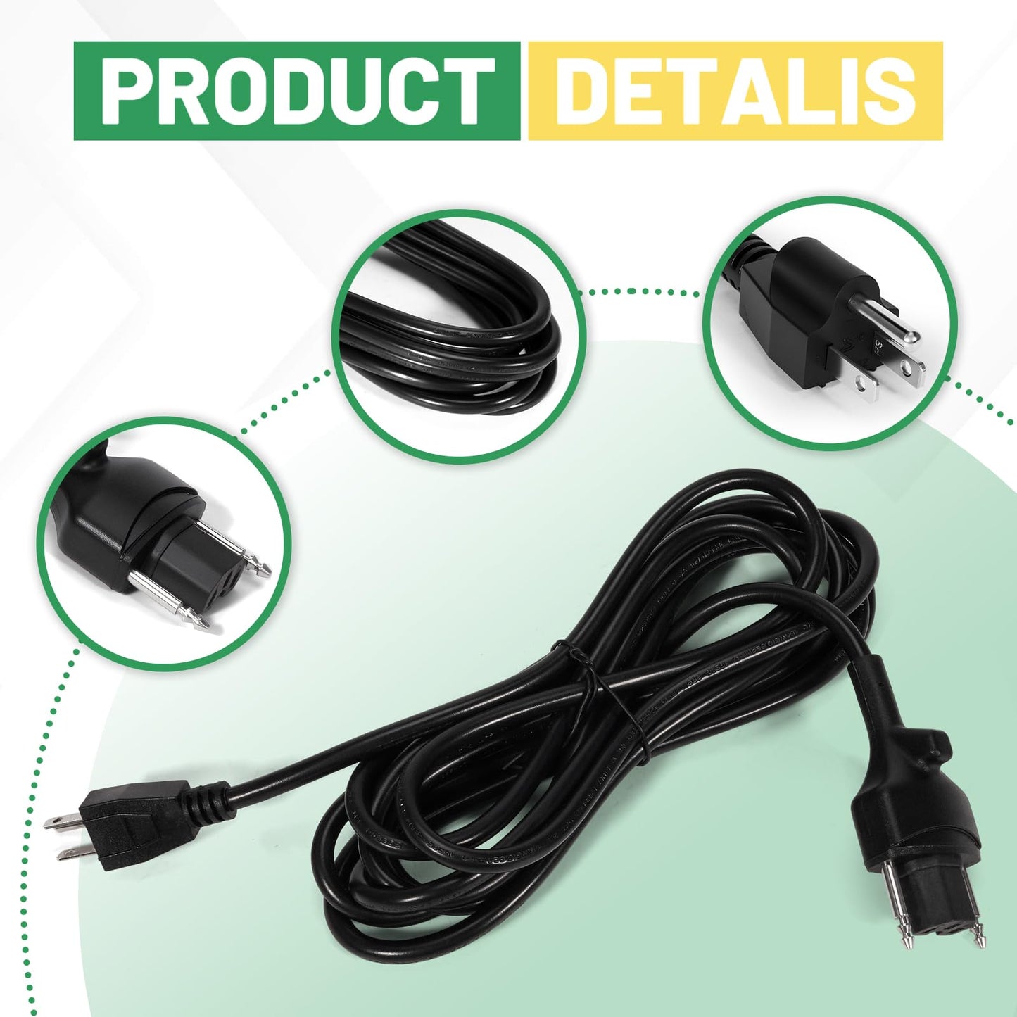 Rendrox 89143 Power Cord Compatible with Robot Coupe MP Series MP350 MP450 MP550 MP600 MP800 Turbo VV Combi, Robot Coupe Immersion Blenders Mixer Cable 120V 150"