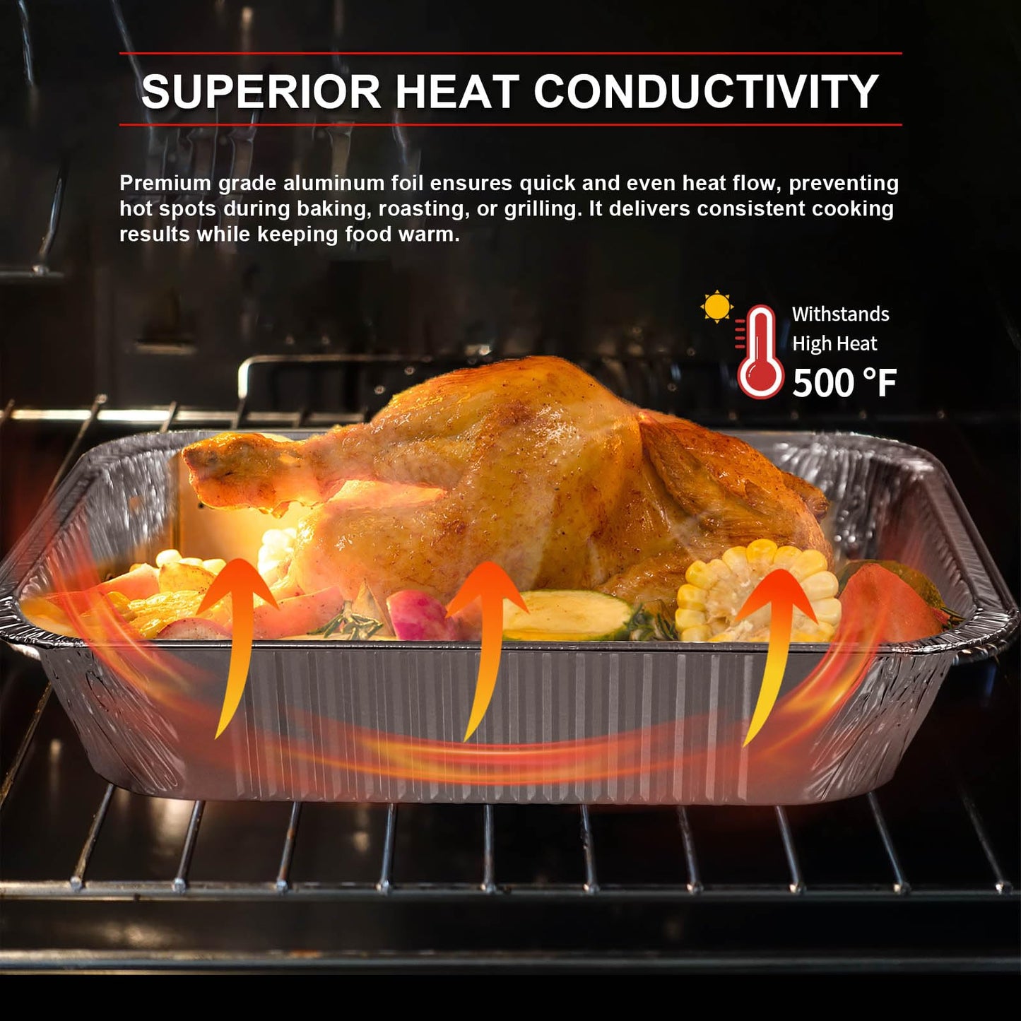 GrillChef Aluminum Foil Pans, Disposable 9x13 Baking Pans, 30 Pack Tin Foil Holders Half Size for Cake, Steam Table, Cooking, Heating, Storing, Aluminum Trays Heavy Duty