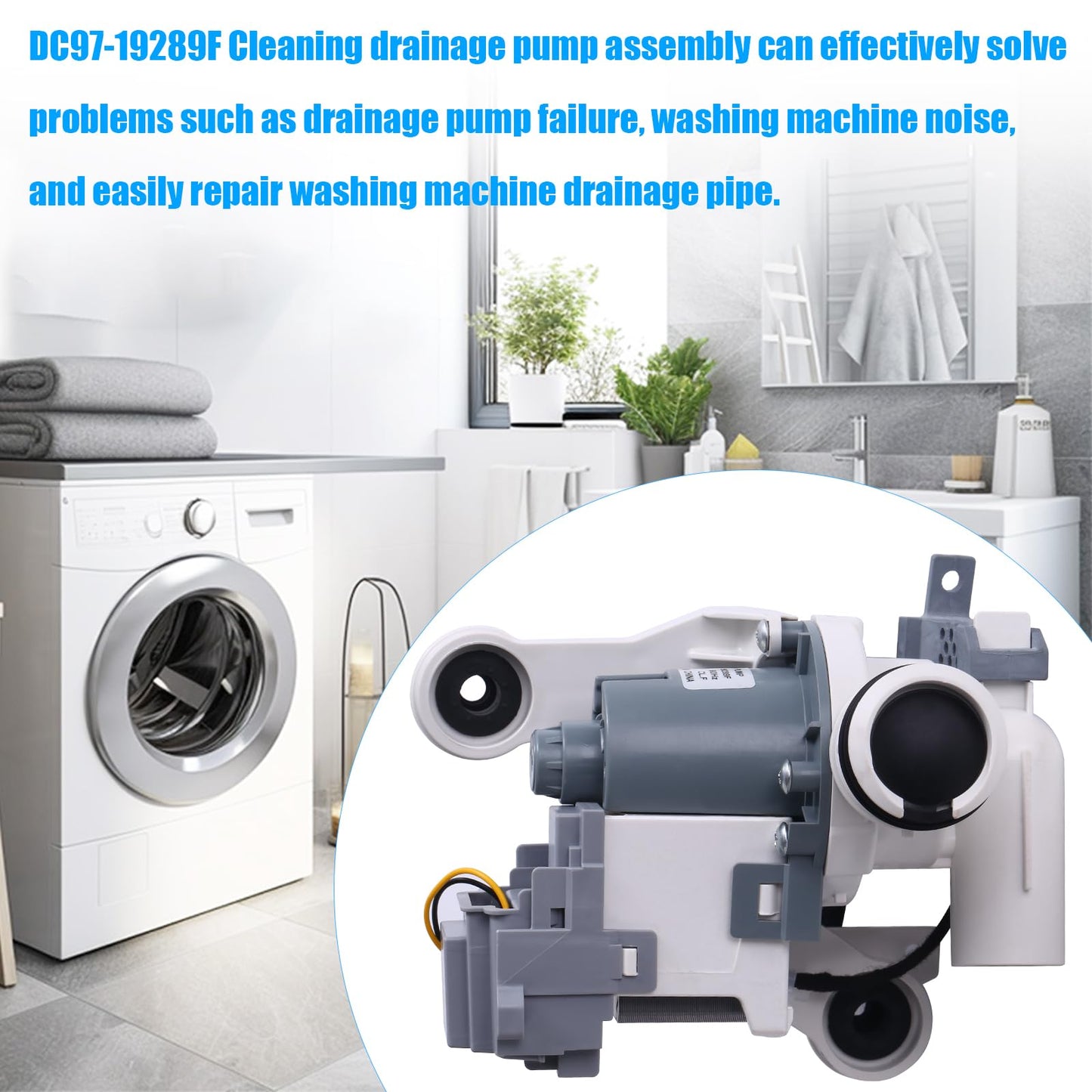 DC97-19289F DC97-17366A Washer Drain Pump Assembly(OEM) Replacement for DC97-17349B DC97-17366J DC97-19289A DC97-19289B AP6806651 PX3516-01 Compatible with Samsung Washer Machine 1-Year Warranty