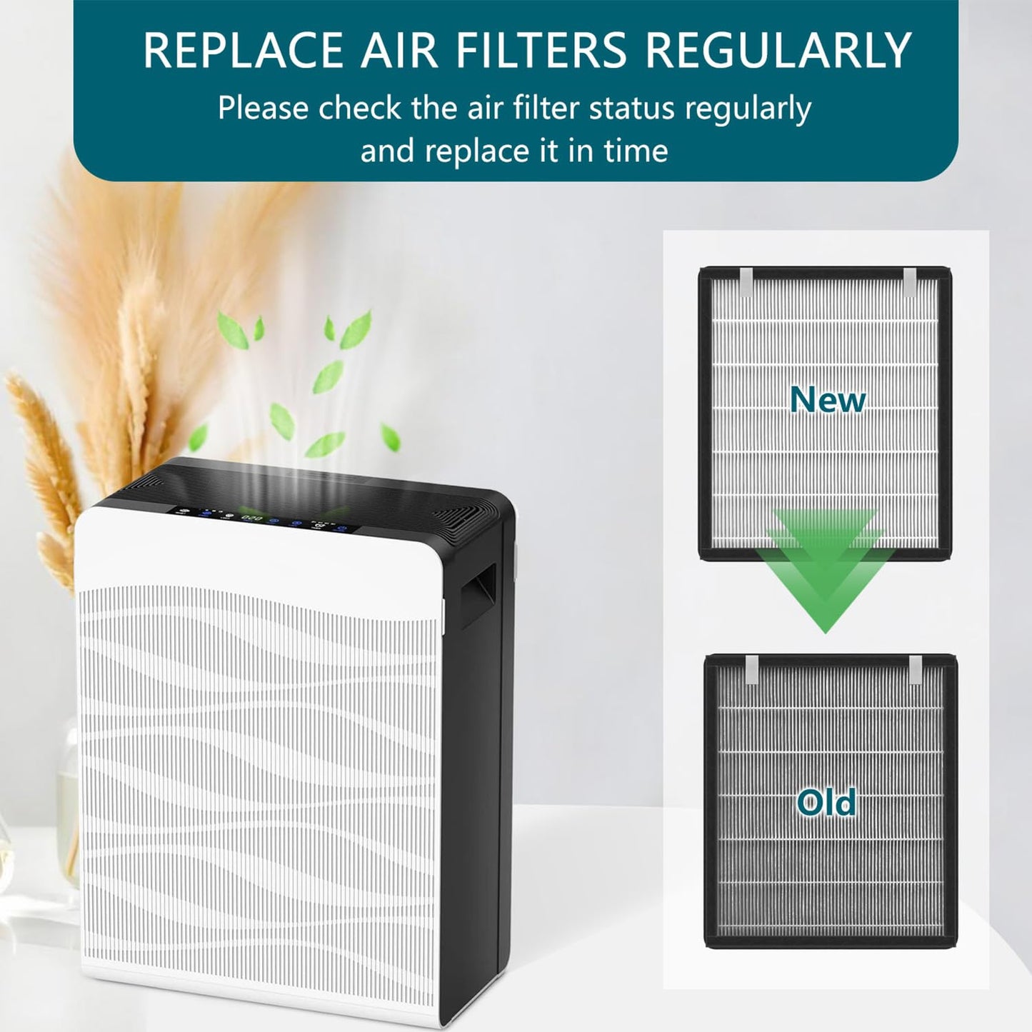 Molgoc 4-Pack Replacement filter for Air Purifier,Compatible with Mooka C300 Air Purifier,H13 True HEPA and Deodorization Activated Carbon Filter Combo + Extra Enhanced Pre-Filter.