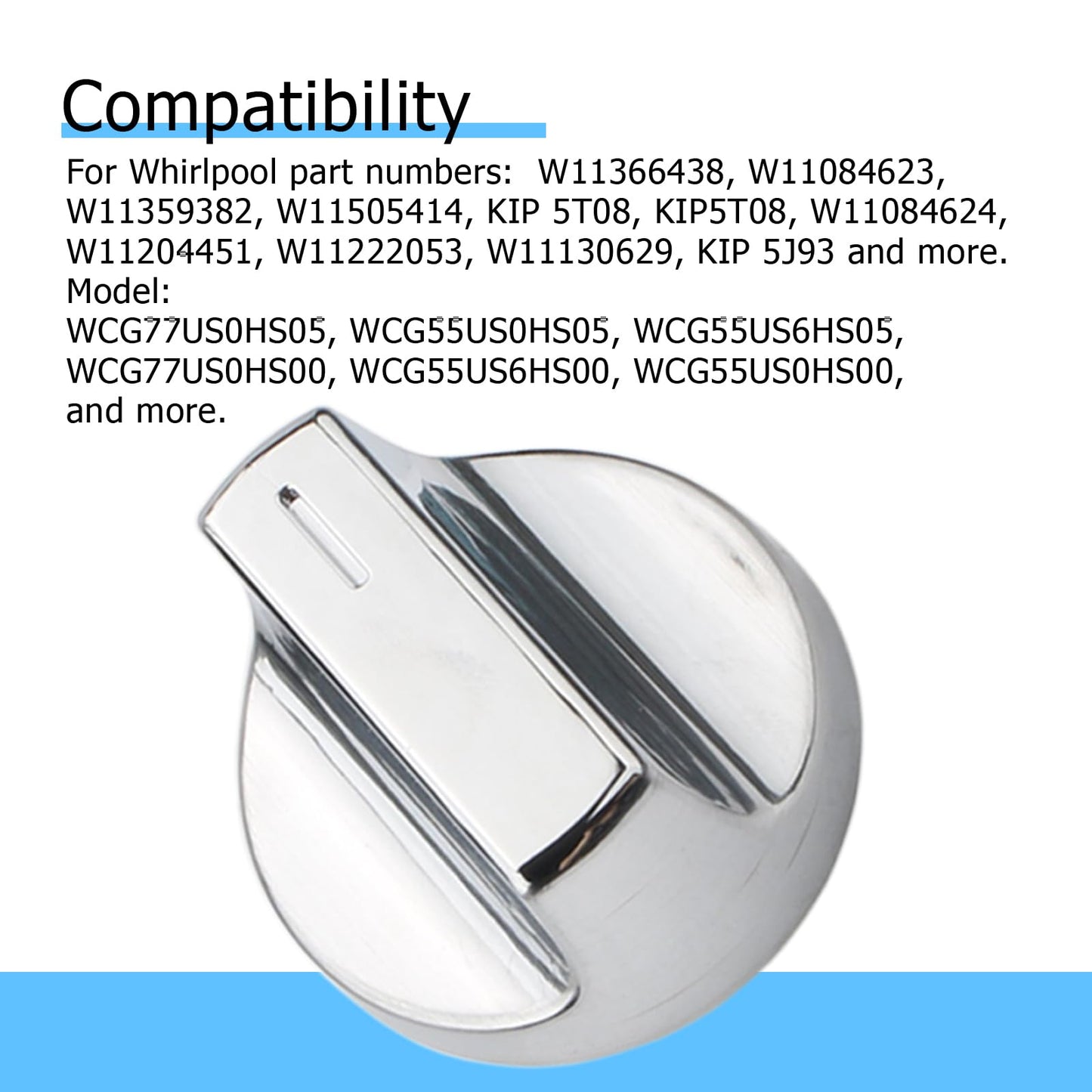 POCPUNAB W10850010 Stove Knobs Replacement for Whirlpool Gas Stove W11366438 Range Cooktop Knob W11084623 Compatible with Whirlpool Oven Burner Control Knobs Appliance Accessories, 5 Pack