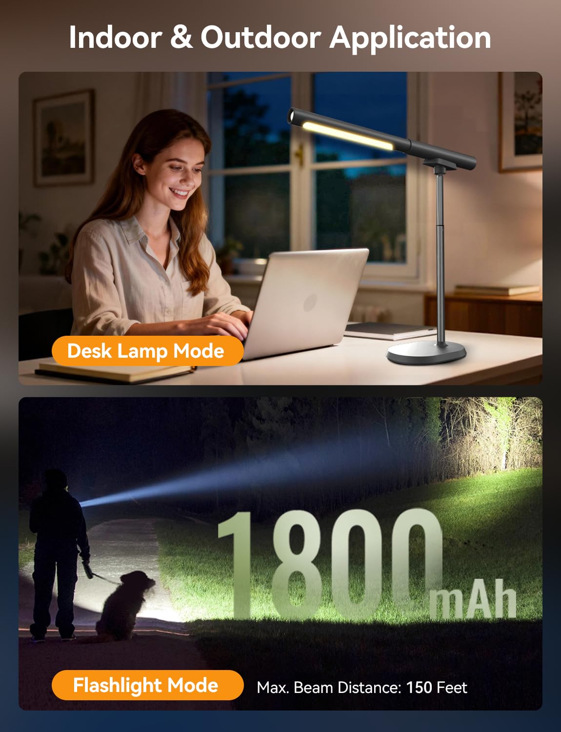 YULINKCO Rechargeable Desk Lamp, Adjustable Magnetic Table Lamp with Removable Cylindrical Light Tube for Study & Bedroom, Dimmable Touch Control & Space-Saving.