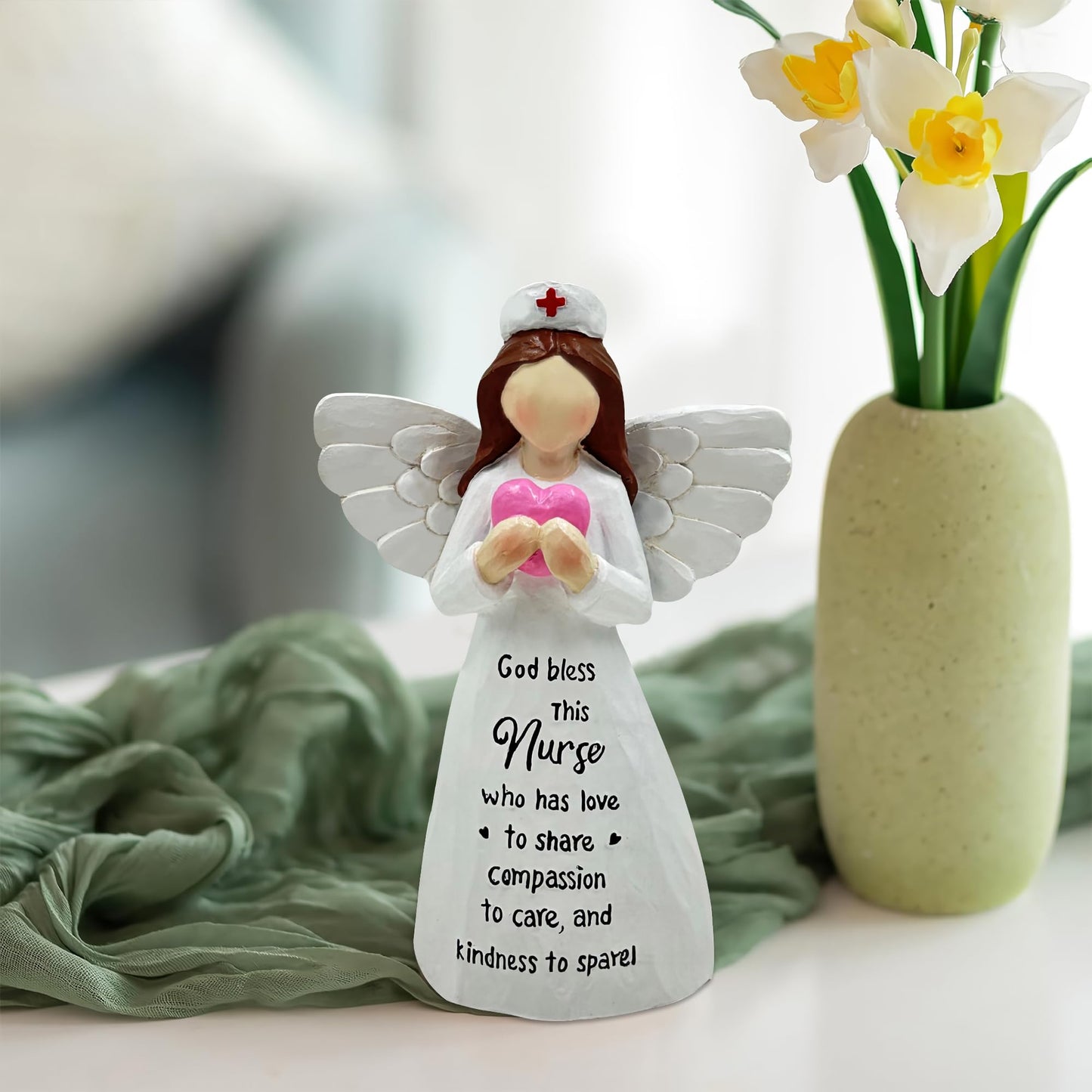 Bozspacer Nurses Gifts - Hand-Painted Nurse Angle Figurine for Women, Nurse Practitioner, RN, Healthcare Workers - Graduation and Medical Graduates Resin Doll - 5.9 Inches Decor for Christmas