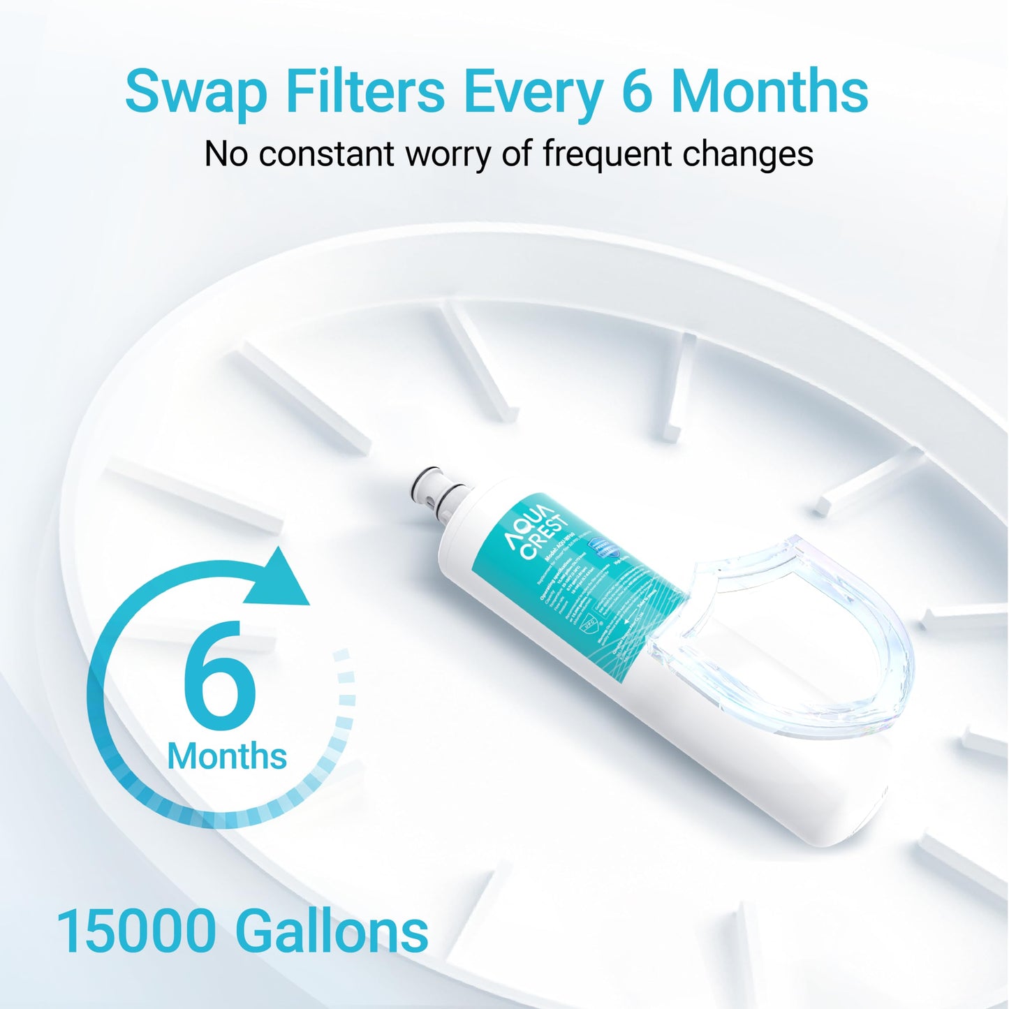 AQUA CREST 3US-PF01 Under Sink Water Filter, Replacement for Standard Filtrete® 3US-PF01, 3US-MAX-F01H, 3US-PF01H, Delta RP78702, Manitowoc K-00337, K-00338, HF20 HF25 HF27, NSF 42 Certified, 2 Pack