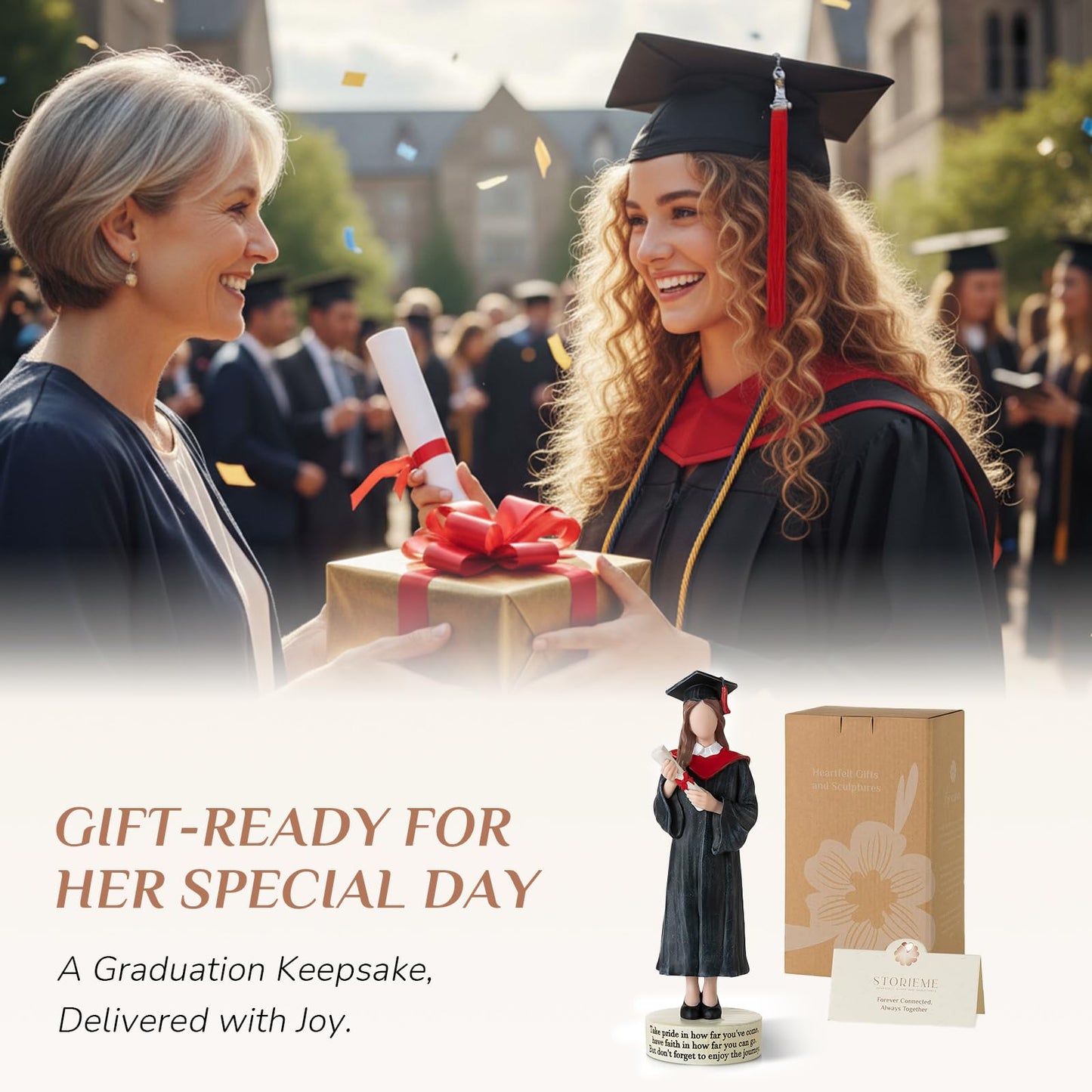 Storieme Graduation Gifts for Her 2026: College Graduate Gift for Women Girls Granddaughter Daughter - Handmade Congrats Grad Figurine Decorations