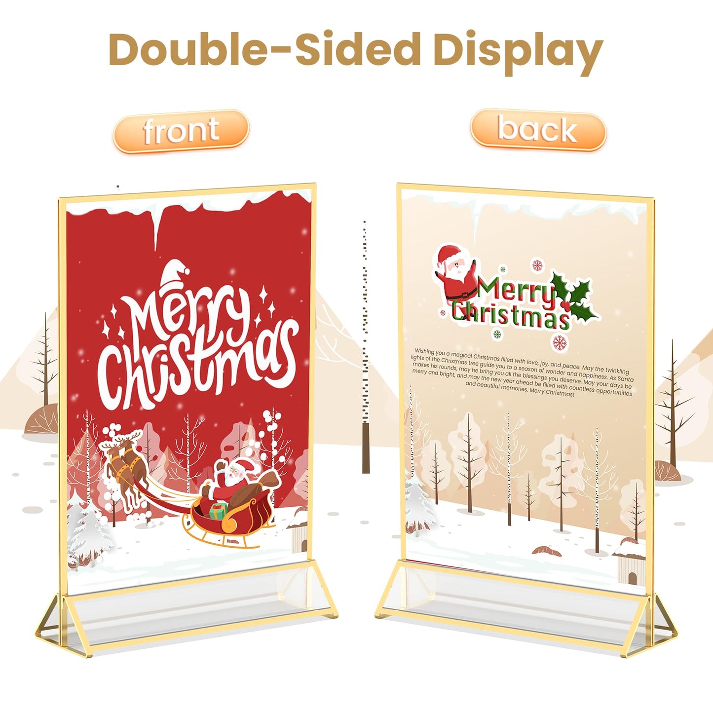 YOAEAILY Gold Frames 4X6 Acrylic Sign Holder Double-Sided Gold Picture Frames for Menu Holder Wedding Table Number Holder Christmas Photo Frames with Removable Clear Sticky Dots-12 Pack
