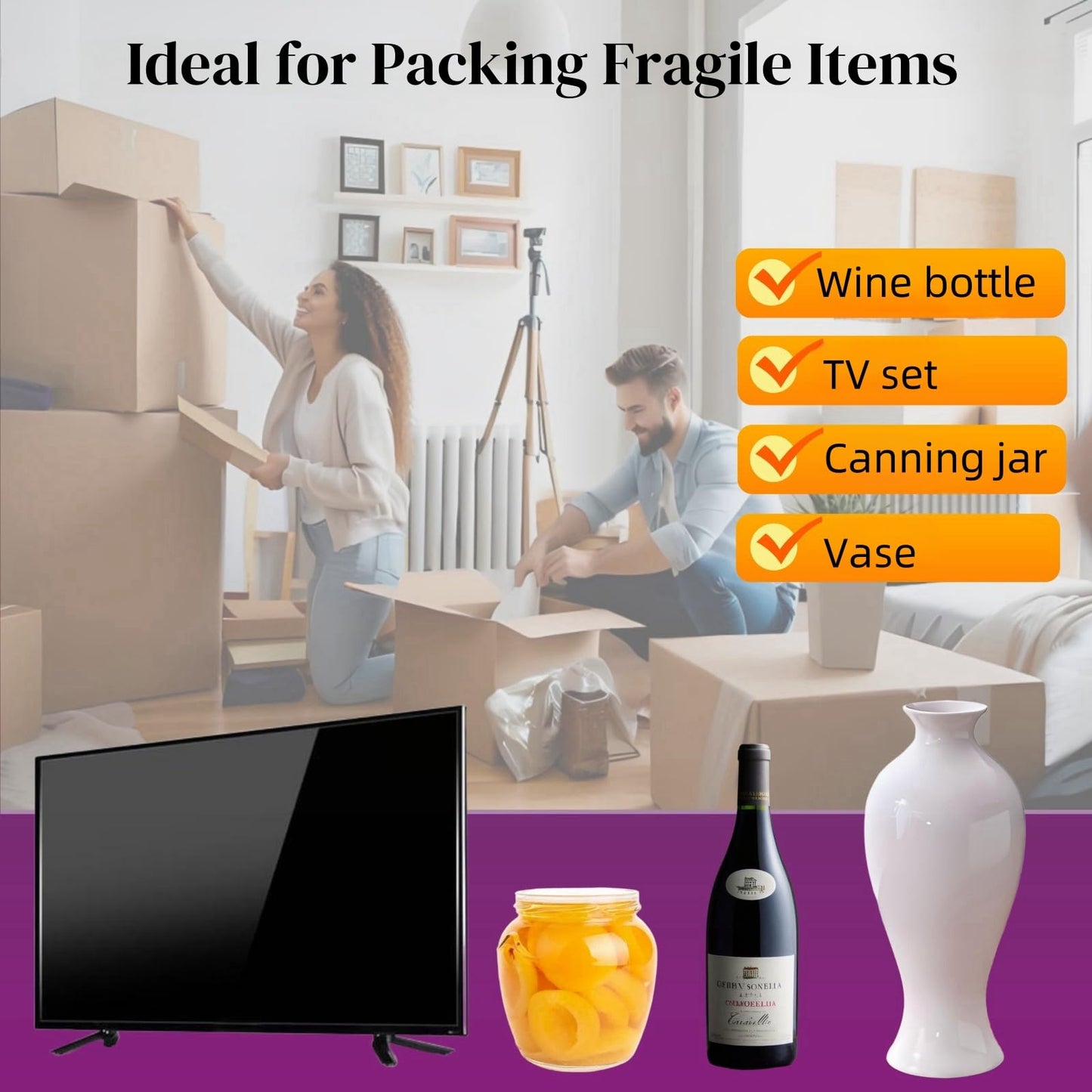 Ufriandz Large Bubble Cushion Wrap for Packing Fragile Items Inflatable Air Pillows for Shipping, Heavy Duty Reusable Eco-Friendly Packing Materials Moving Supplies for Bottles, TV, 11.8" x 131'