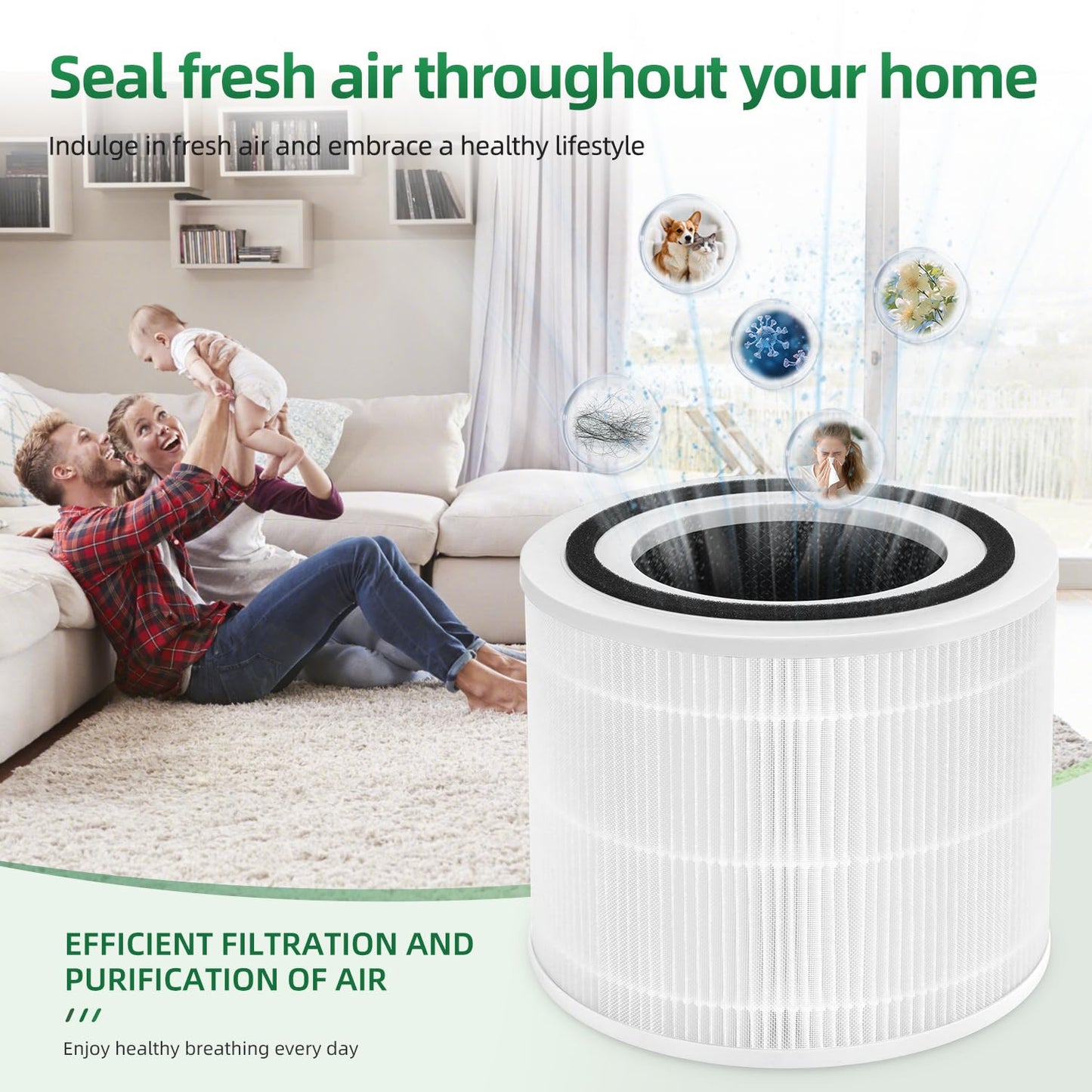 APF-H13 Replacement Filter Compatible with MaxLite AP215SF1 & AP215SF2 Air Purifier, H13 High-Efficiency Activated Carbon and Pre-Filter 2-Pack
