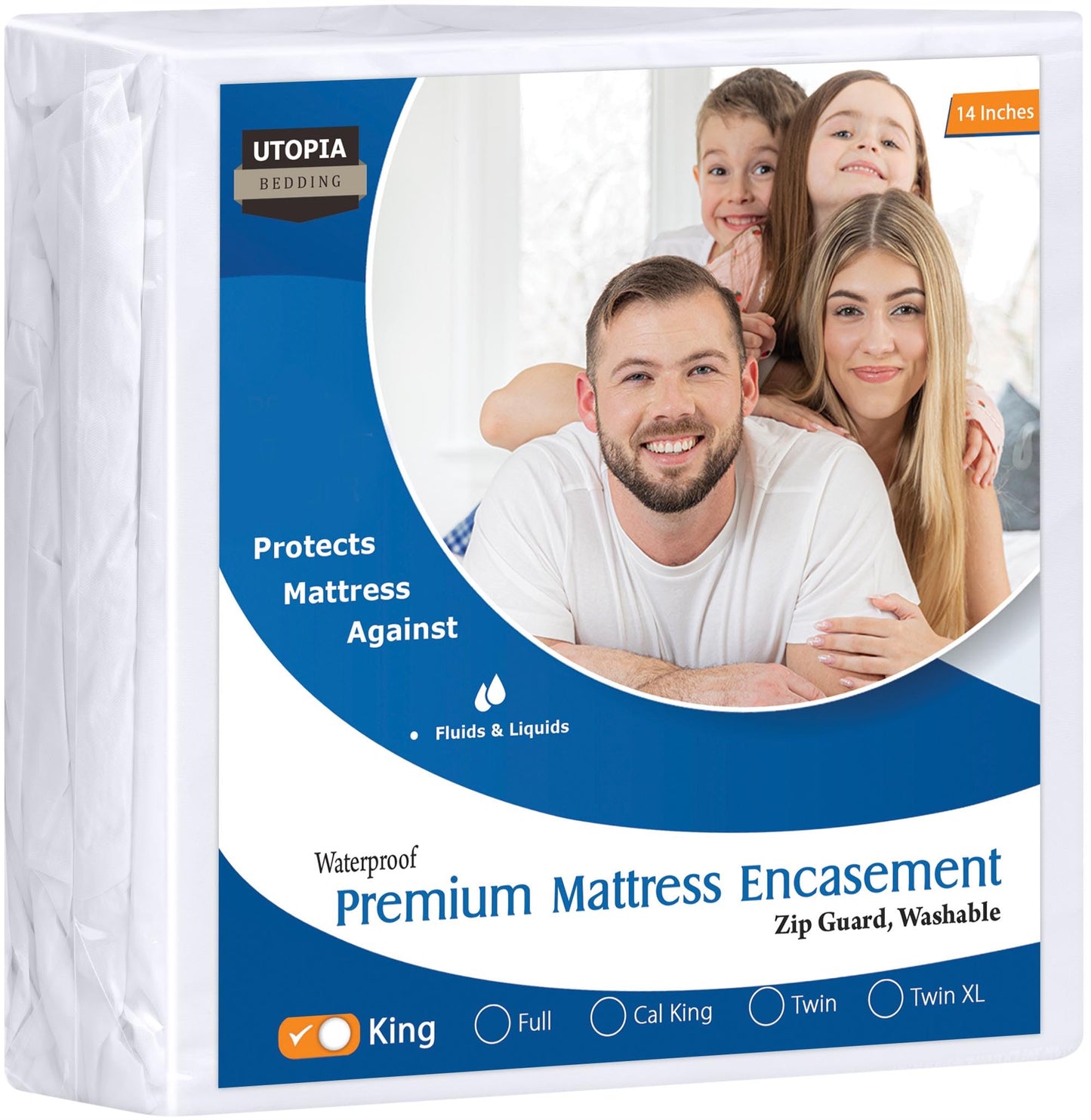 Utopia Bedding Premium Waterproof Bed Bug Mattress Cover, King Zippered Mattress Protector, 14 Inches Deep, Dust Mite Proof 6-Sided Mattress Encasement for Bed