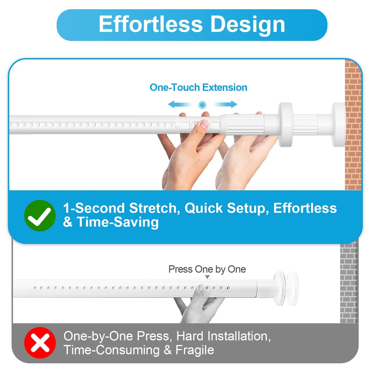 QINGYUN Extra Long No-Drill Tension Curtain Rod 40-166 Inches (4-14Ft), Heavy Duty Adjustable Rod for Outdoor Patio Curtains, Large Windows, Room Divider & Bathroom, White