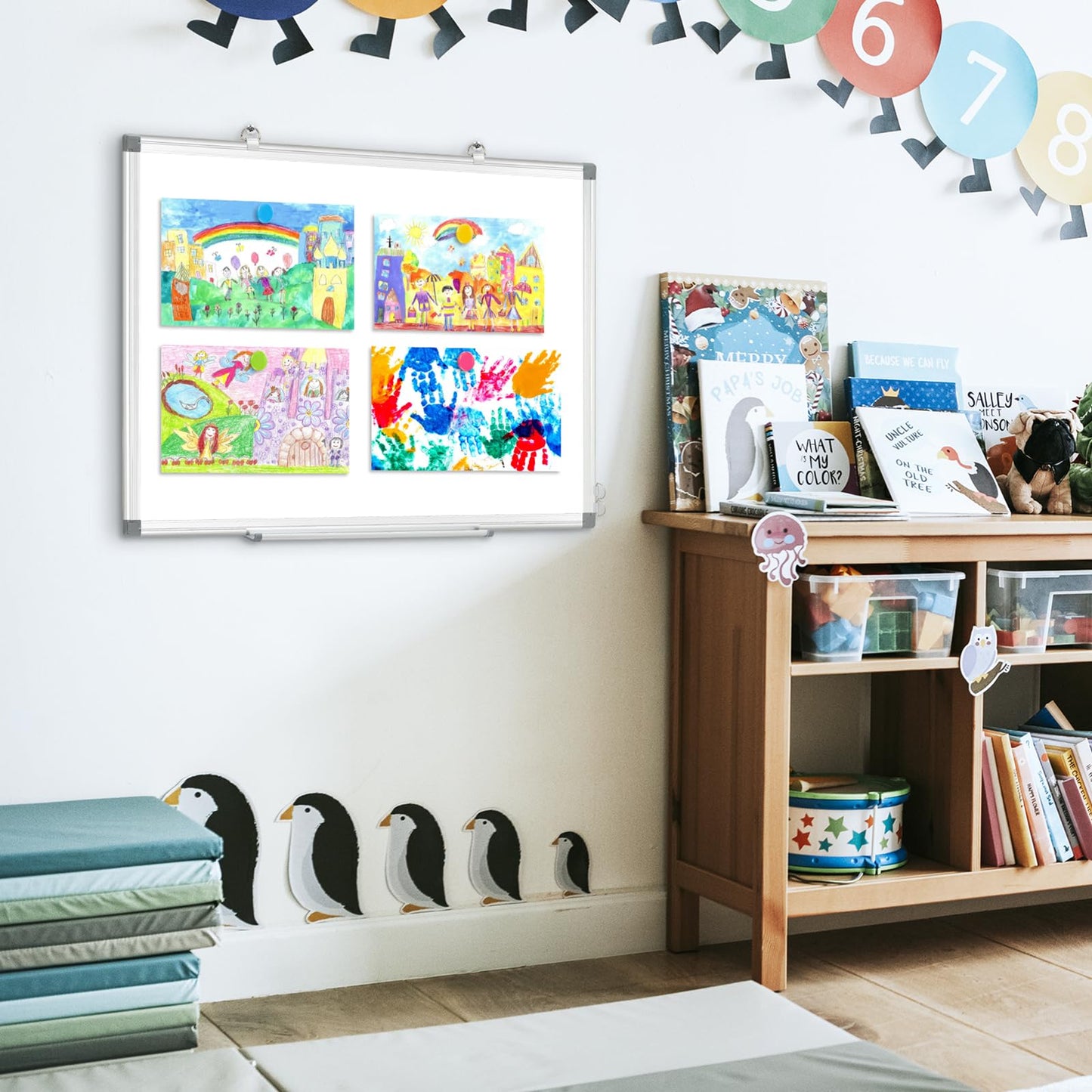 QUEENLINK Double-Sided Magnetic White Board, 20"x30" Dry Erase Whiteboard for Wall with Aluminum Frame Presentation Board for School, Office and Home