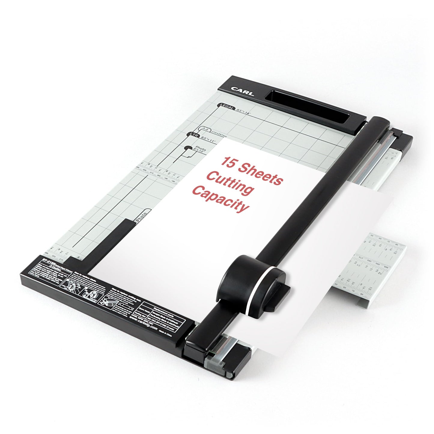 Carl, Professional Rotary Paper Trimmer 15-inch, 15 Sheet Cutting Capacity, Black and Silver
