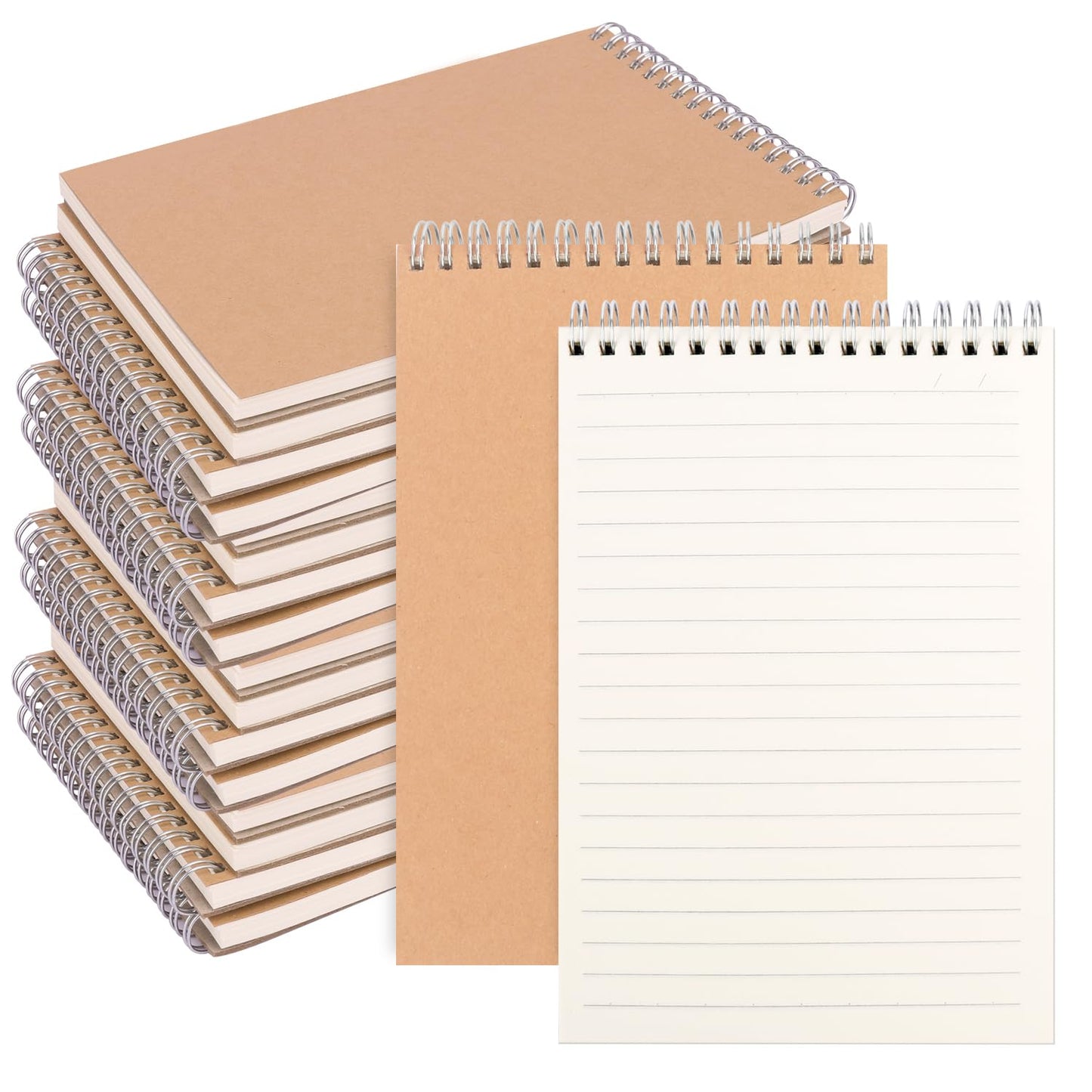 IHDYPPEW 20 Pack Brown Top Spiral Lined Notebook, A5 Top Spiral Notebooks, Versatile Medium Notebooks for Work, Study and Gifts, Office, School Supplies(80 Sheets -160 Pages)