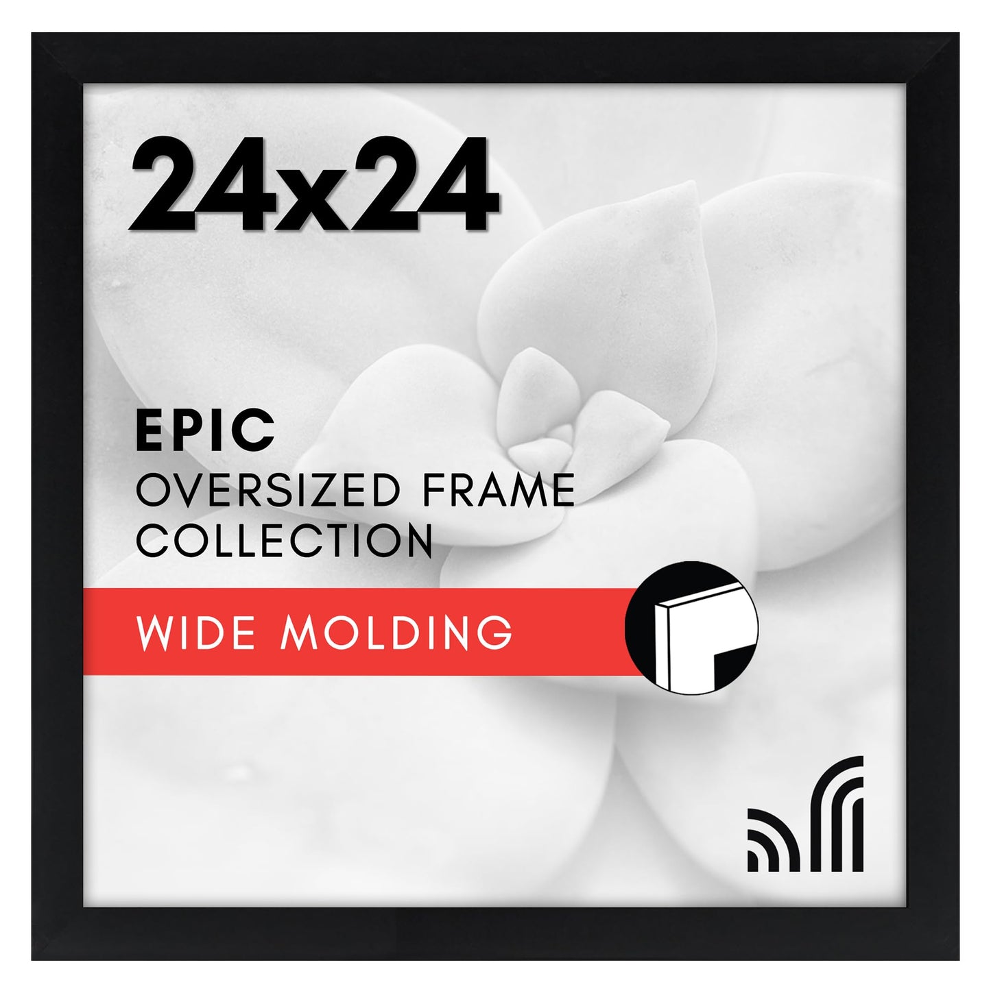 Americanflat 24x24 Picture Frame with Polished Plexiglass - Epic Collection - Square Picture Frame with Engineered Wood - Wide Photo Frames for Wall display - Black