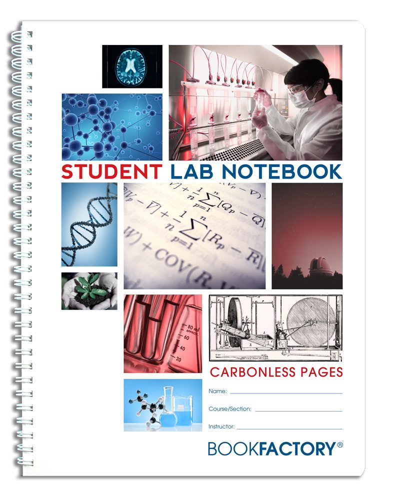 BookFactory Carbonless Student Lab Notebook - 100 Sets of Pages (8.5'' X 11'') (Duplicator) - Scientific Grid Pages, Durable Translucent Cover, Wire-O Binding (Made in USA)
