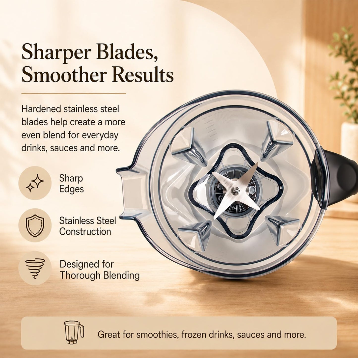 Blender Pitcher 64oz Low-Profile, Compatible with 750, 5200, 5000, 6300, 7500, Vm0102, Vm0103, Vm0197, E310 Classic/Explorian/Commercial Series etc Container Jar Cup