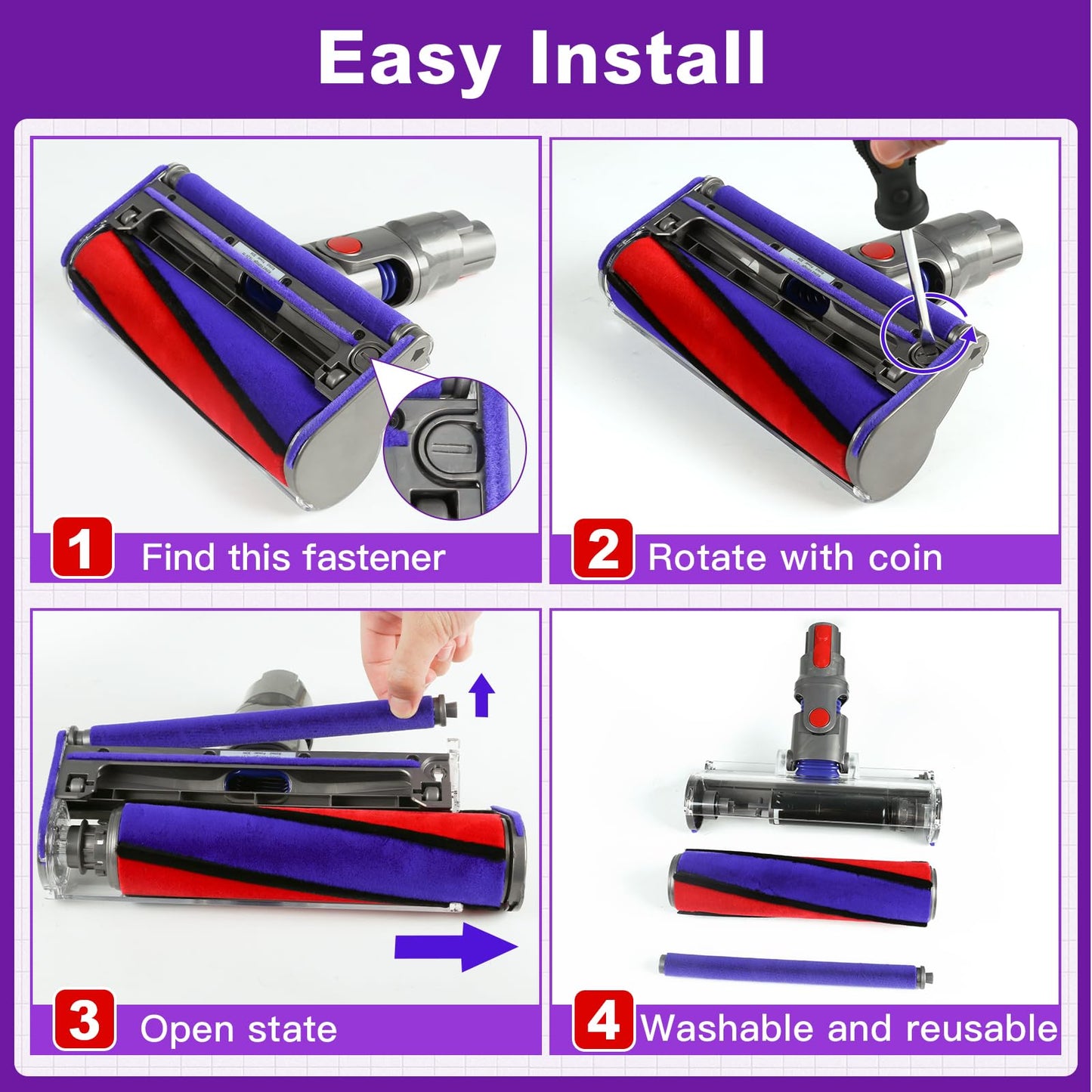 Lemige Soft Roller Cleaner Head Replacement for Dyson V10 V11 V15 V8 V7 Cordless Vacuum Cleaners, Quick Release Vacuum Head Replacement Attachments Parts Accessories for Dyson, Gentle on Hard Floors