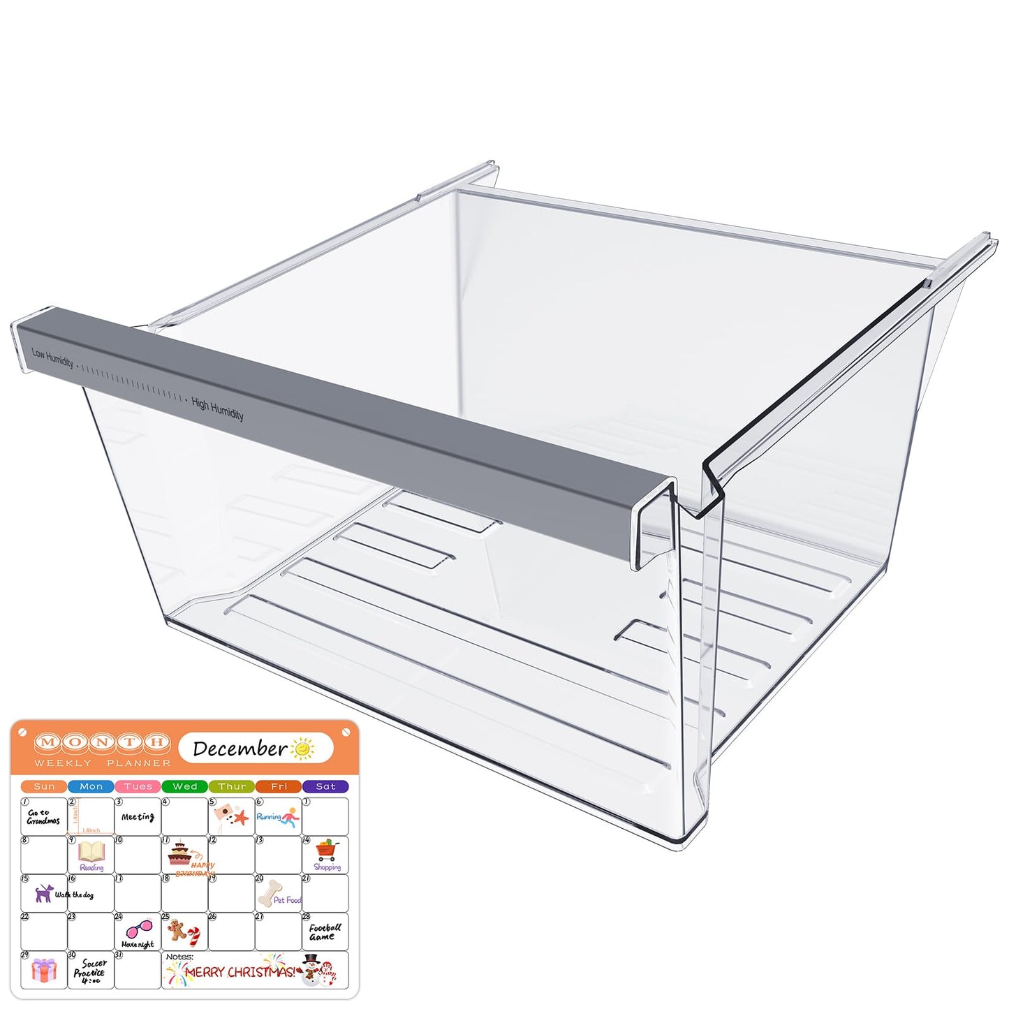 UPGRADED W11162443 Refrigerator Crisper Drawer Compatible with Whirlpool Fridge Drawer Replacement Parts Whirlpool Refrigerator Drawers WRS315SDHZ02 WRS315SDHZ05 WRS315SDHZ08 WRS325SDHZ08 WRS321SDHZ08