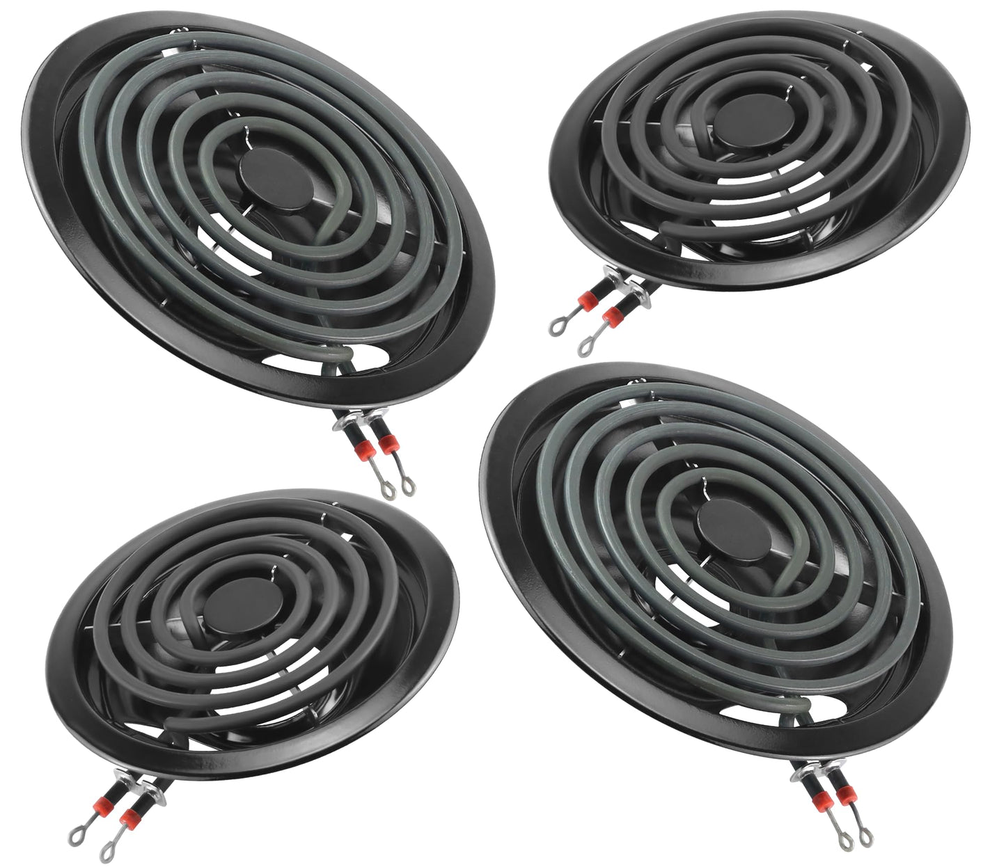 Stove Burner Drip Pans W10288051 Stove Burner Covers&MP22YA Electric Range Burner Element Set Compatible for Whirl-pool Electric Range Stove-by MIFLUS,2*W10290350(8")2*W10290353(6")