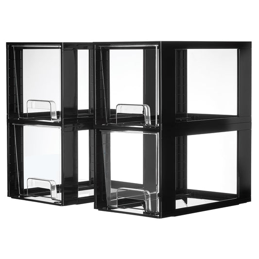 Vtopmart 4 Pack Large Stackable Storage Drawers,Black,Easily Assemble Acrylic Bathroom Closet Undersink Organizers and Storage,Plastic Bins for Kitchen Cabinets,Pantry,Makeup,Medicine Organization