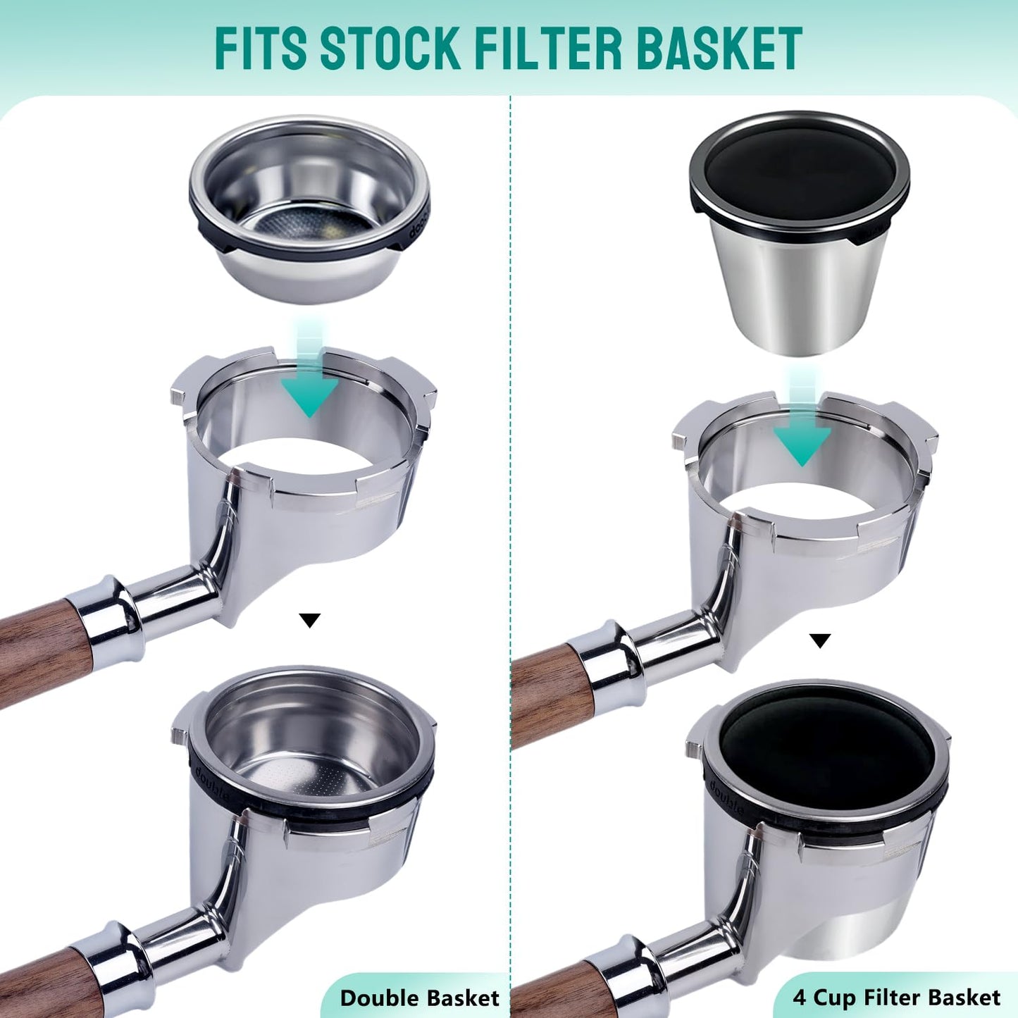 Bottomless Portafilter for Ninja Luxe Café ES601 & ES701C Models | Basket Not Included | Compatible with Stock Filter Basket | Walnut Handle