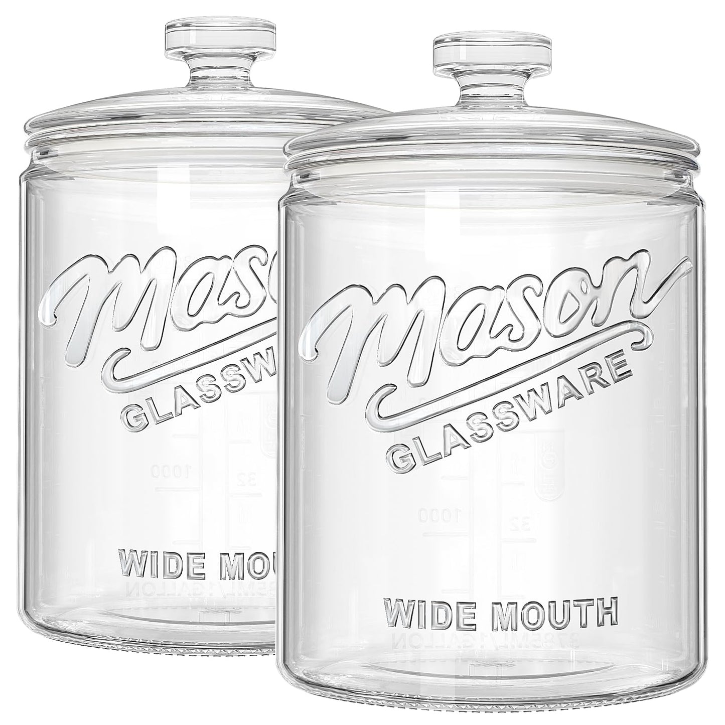Dwbligt 2 Pack 1 Gallon Glass Cookie Jar with Lid, Glass Canisters for Pantry Organizers & Storage, Wide Mouth Mason Jar for Flour Sugar, Sourdough Starter, Coffee, Dog Treat, Apothecary, Laundry Room