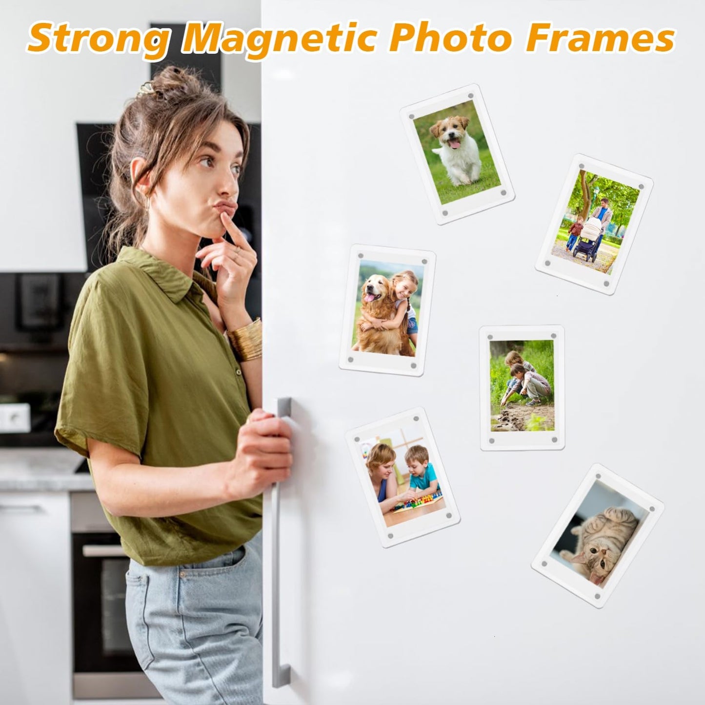 COYMOS 24 Packs Acrylic Magnetic Photo Frame for Refrigerator Double Sided Magnetic Polaroid Frames for Pictures Instax Mini Frame Super Clear 2.36 x 3.54 Inch