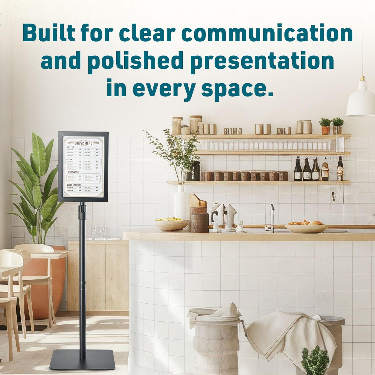 1 PACK Double-Sided Adjustable Heavy Duty Pedestal Sign Holder Stand for Display - Indoor/Outdoor Floor Sign Stand with Base 8.5x11 inches (Horizontal and Vertical Orientation) - includes dry erase marker