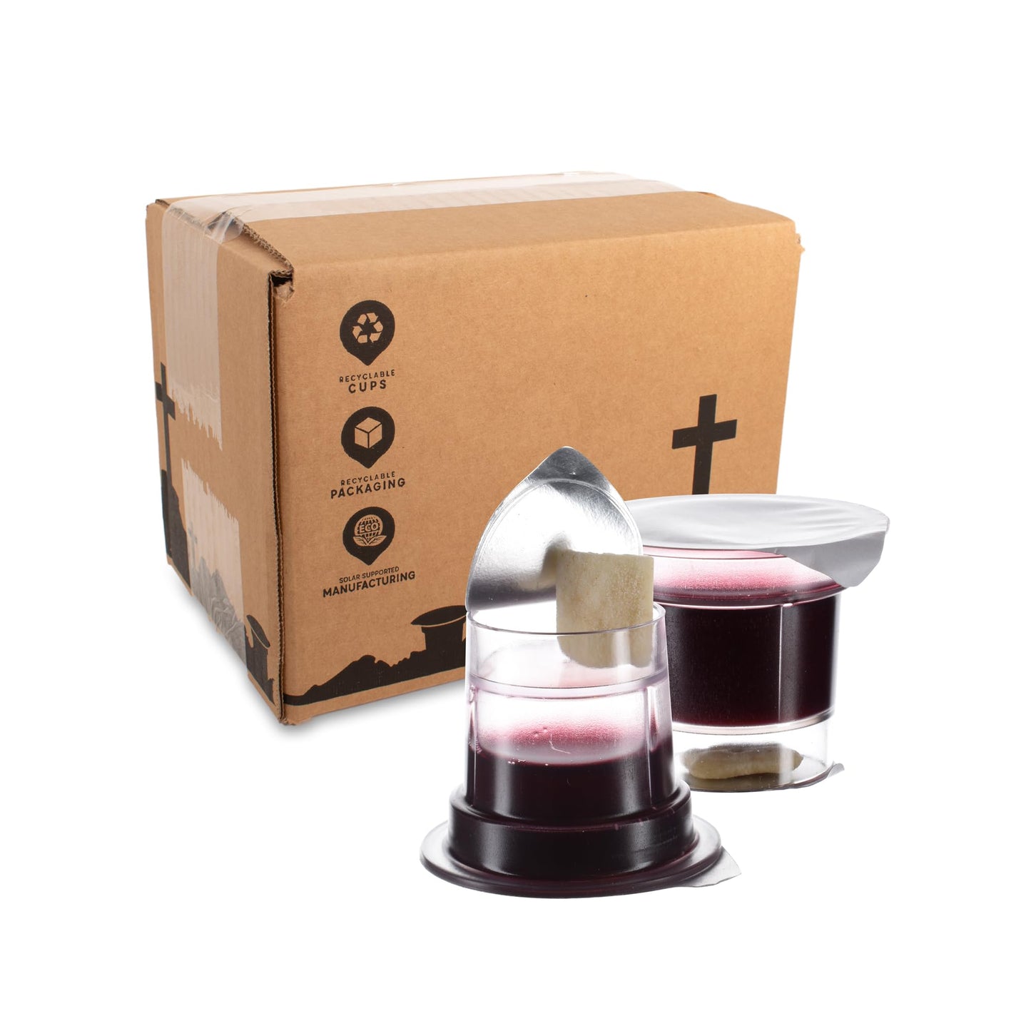 Simply Communion Prefilled Communion Cups 100 Count | Tray & Seatback Pew Compatible | Concord Grape Juice & Bread | Easy-Open