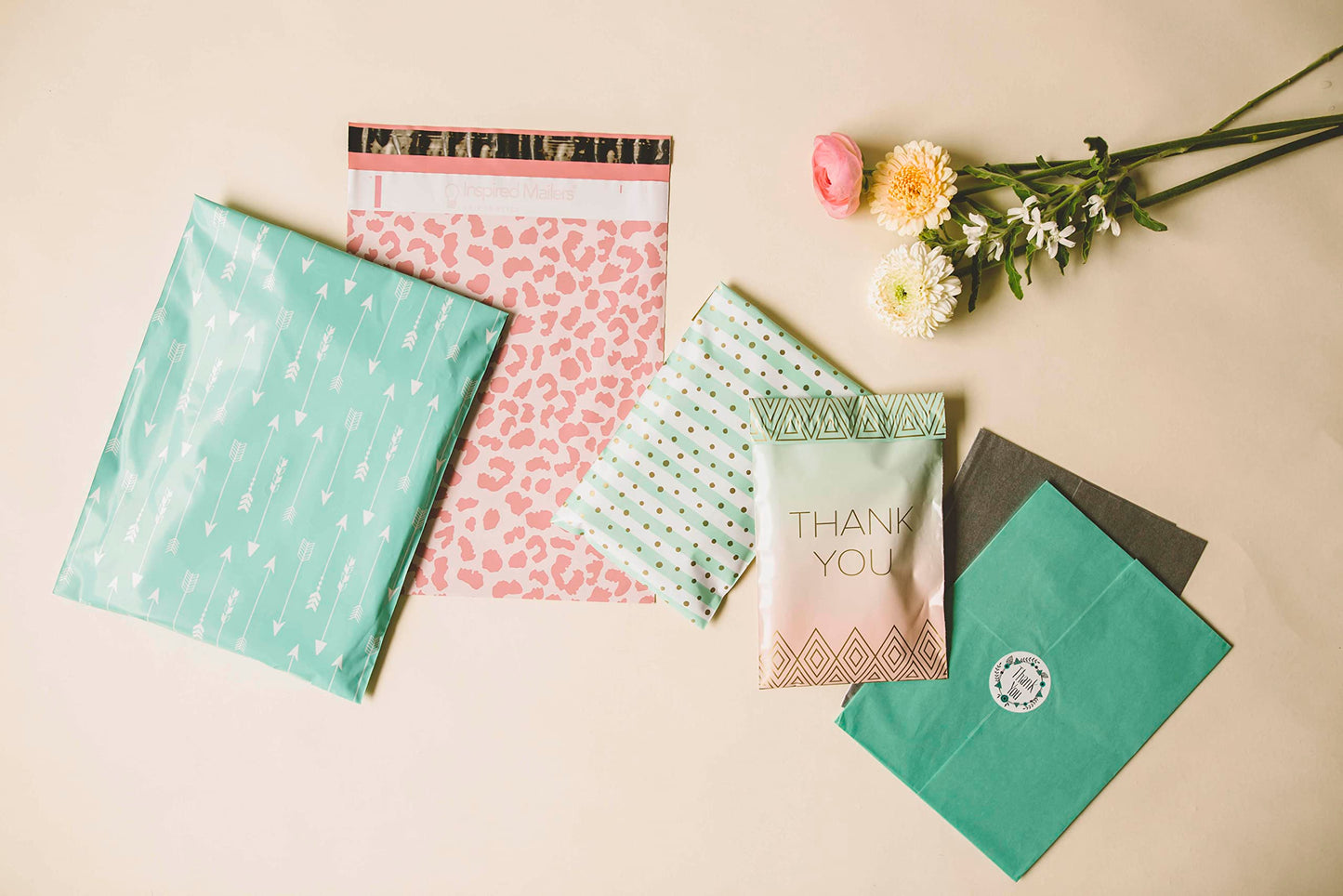 Inspired Mailers - Poly Mailers 16x22-50 Pack - Rose Gold Cheetah - Large Mailing Envelopes - Large Shipping Envelopes - Large Shipping Bags - Big Mailers