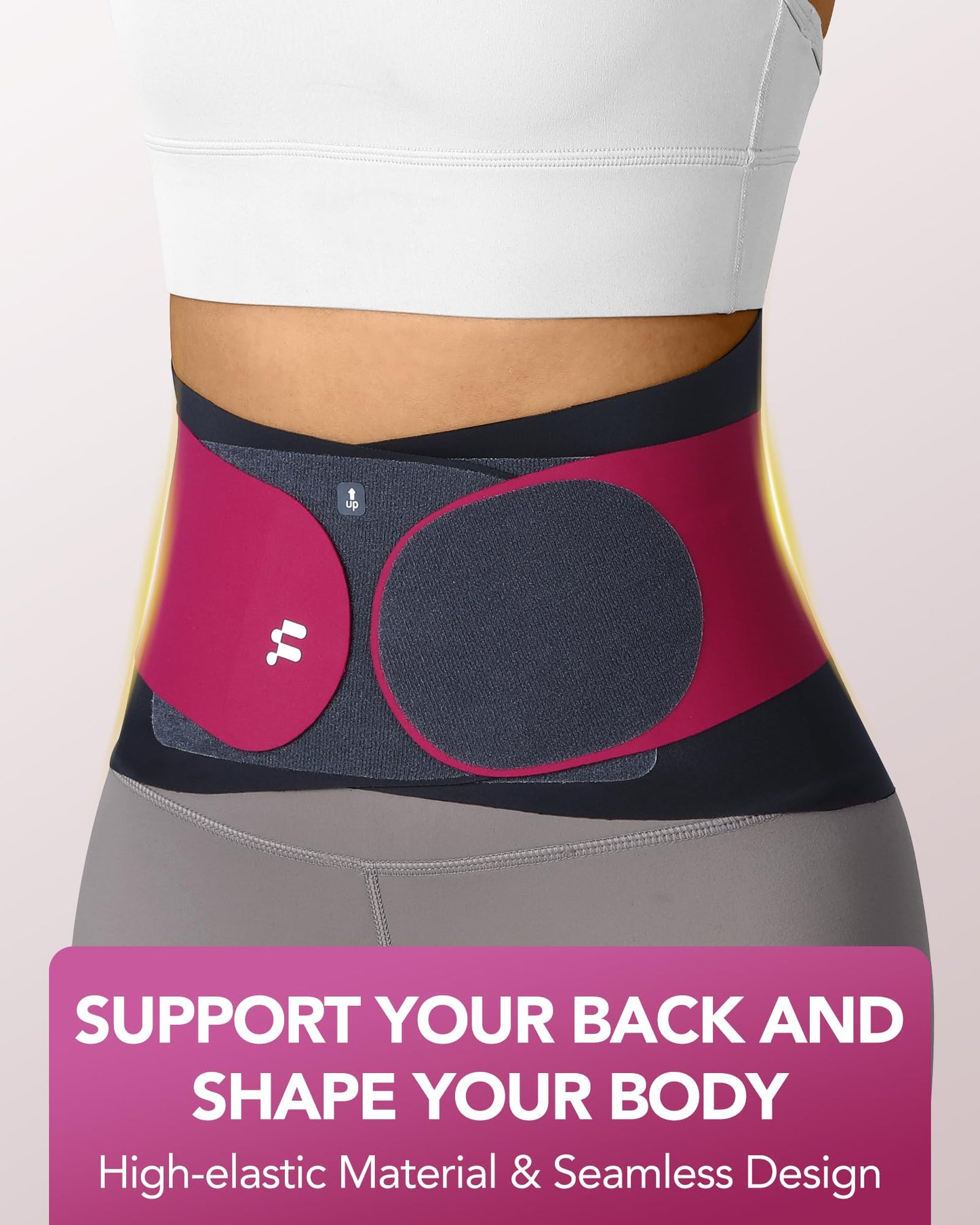 0.5mm Ultra Thin Back Brace with 3D Lumbar Pad, Seamless Yoga Fabric, Lightweight Back Brace for Lower Back Pain Women Men, Sciatica, Posture, Back Support Brace for Wearing Under Clothes